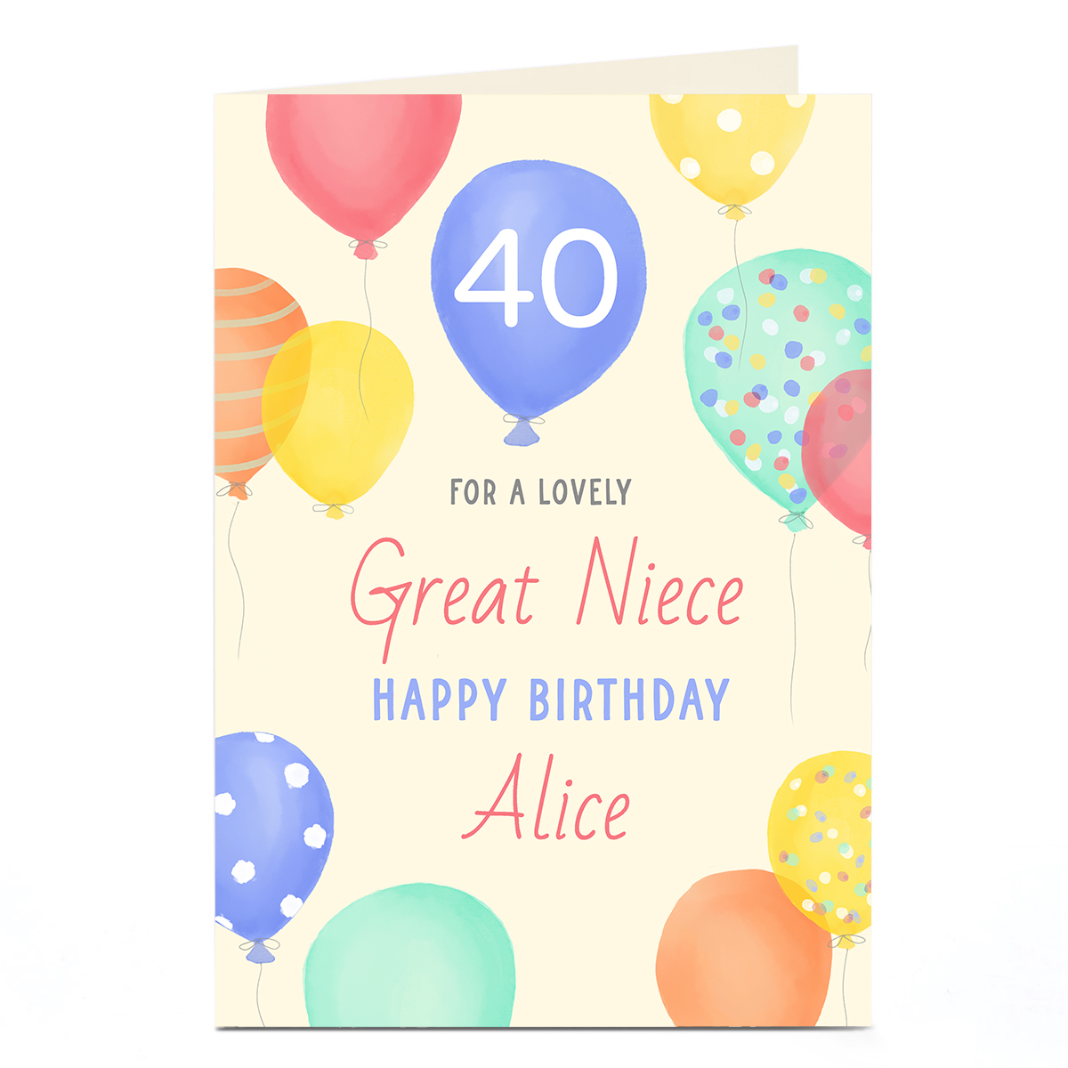 Personalised Birthday Card - Pastel Balloons Editable Age 