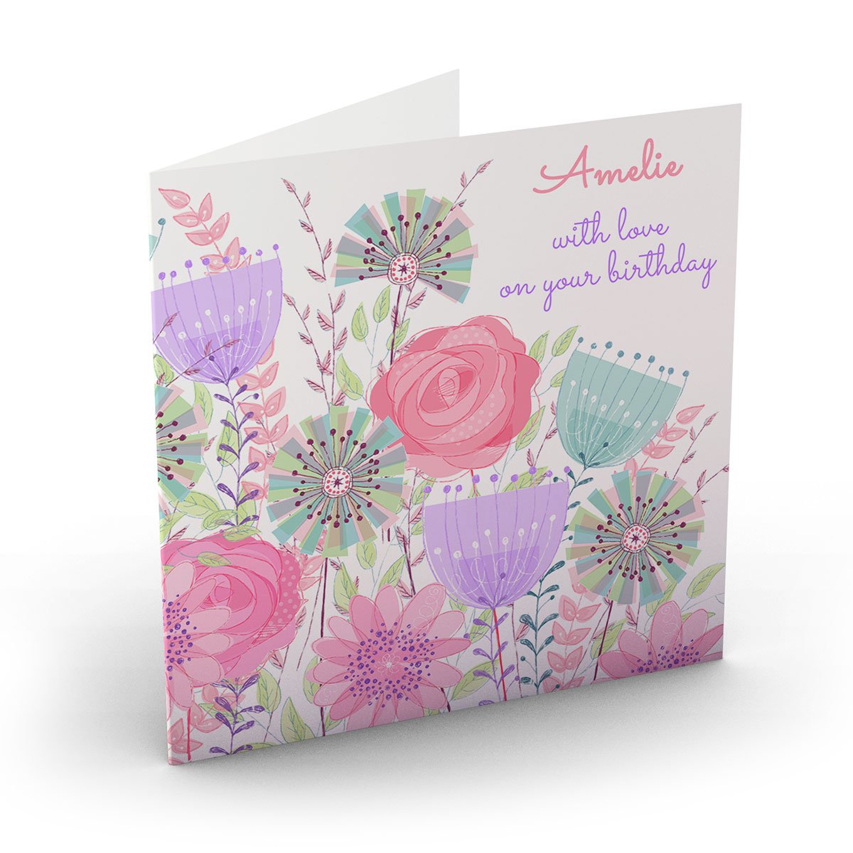 Personalised Nik Golesworthy Birthday Card - Pastel Flowers