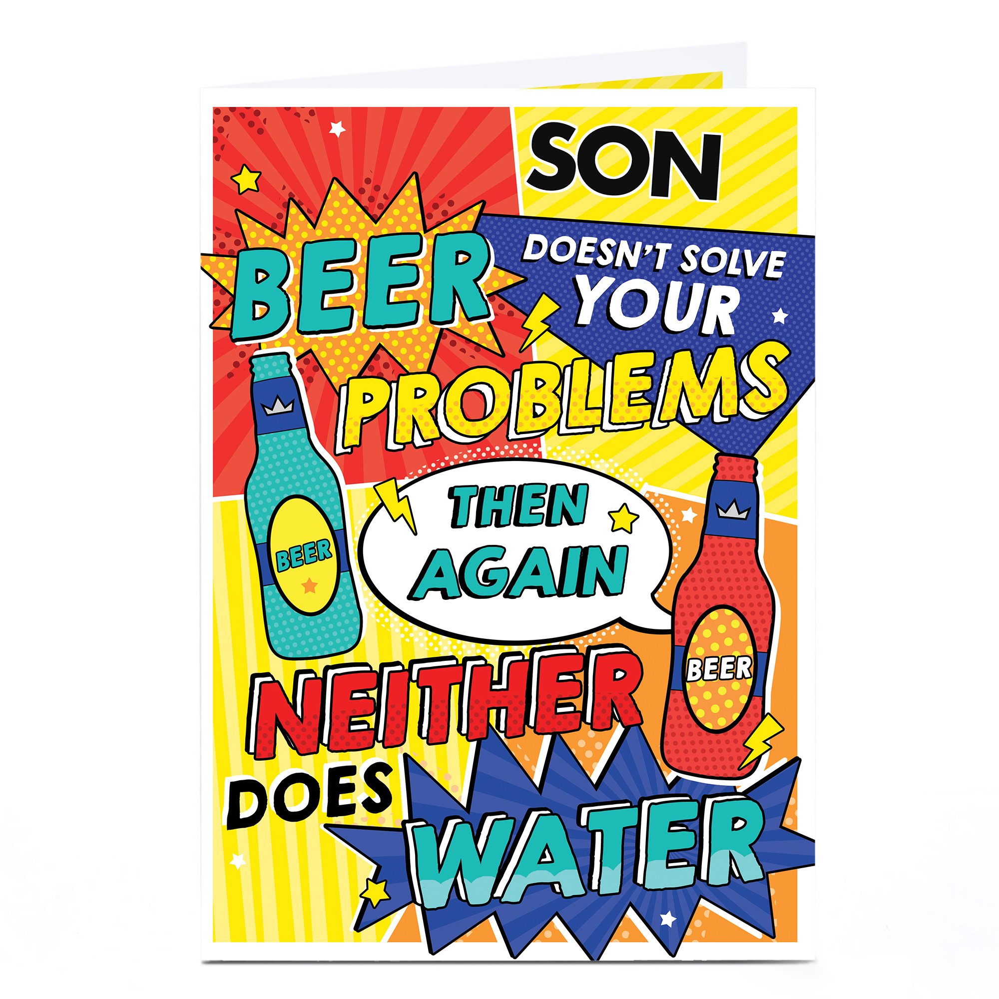 Personalised Birthday Card - Son Pop Art Beer
