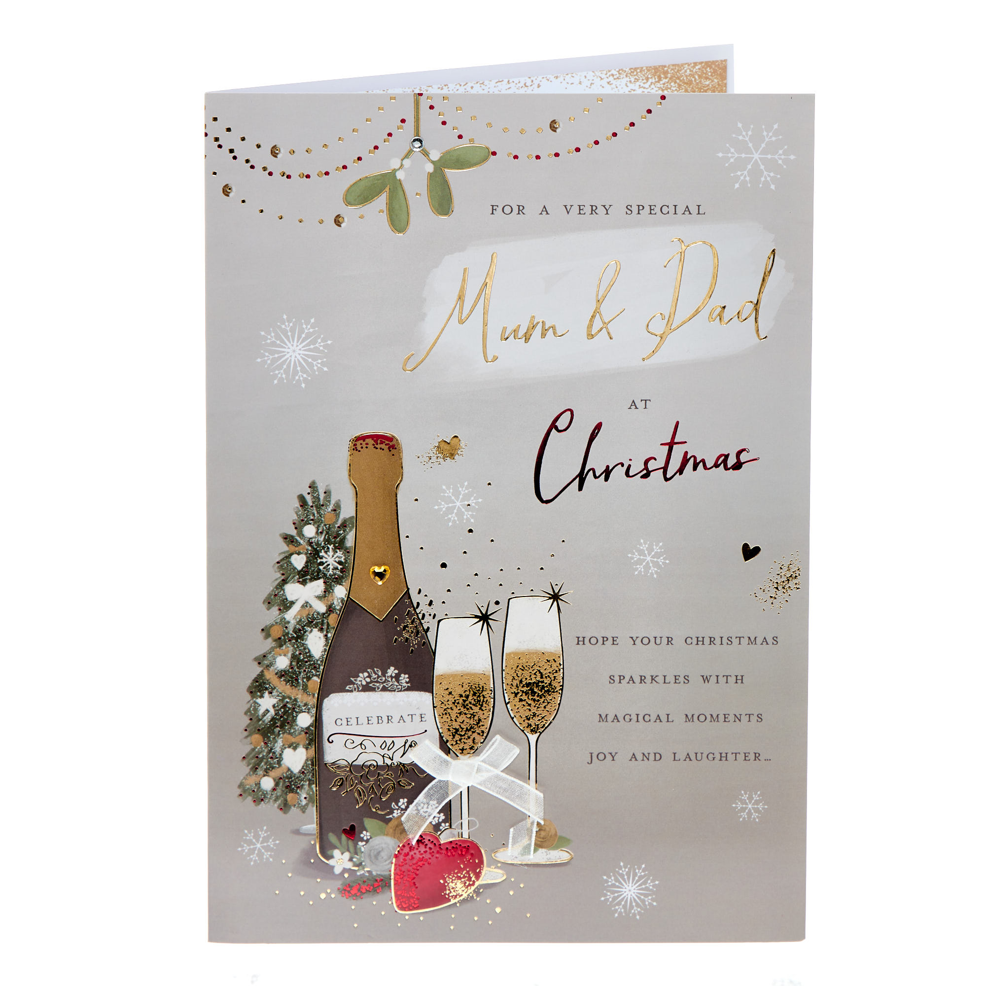 Mum & Dad Champagne Christmas Card
