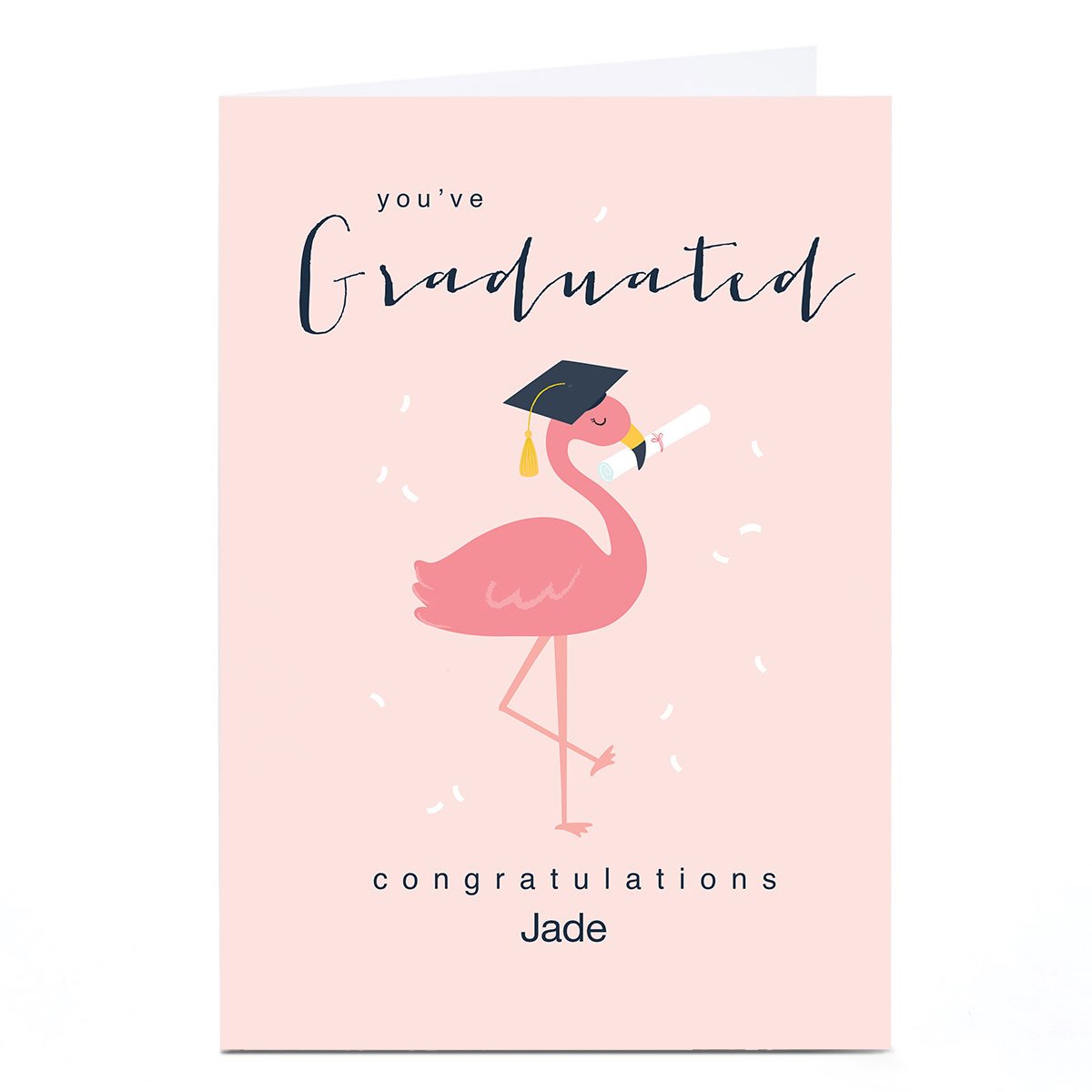 Personalised Klara Hawkins Graduation Card - Flamingo