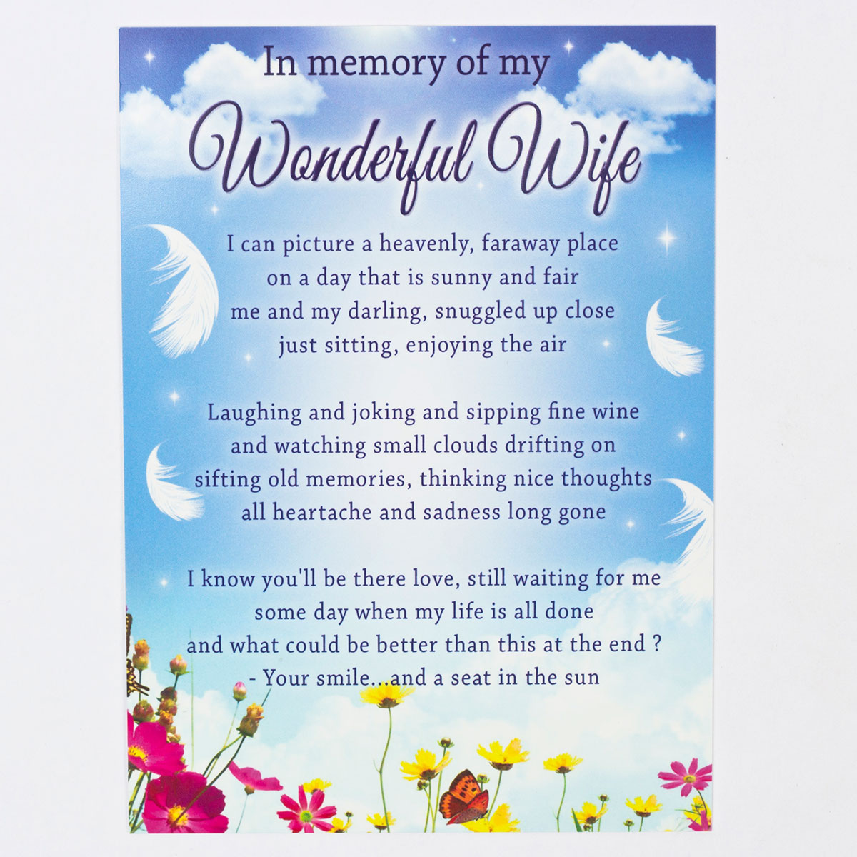 Memorial Card - Wonderful Wife
