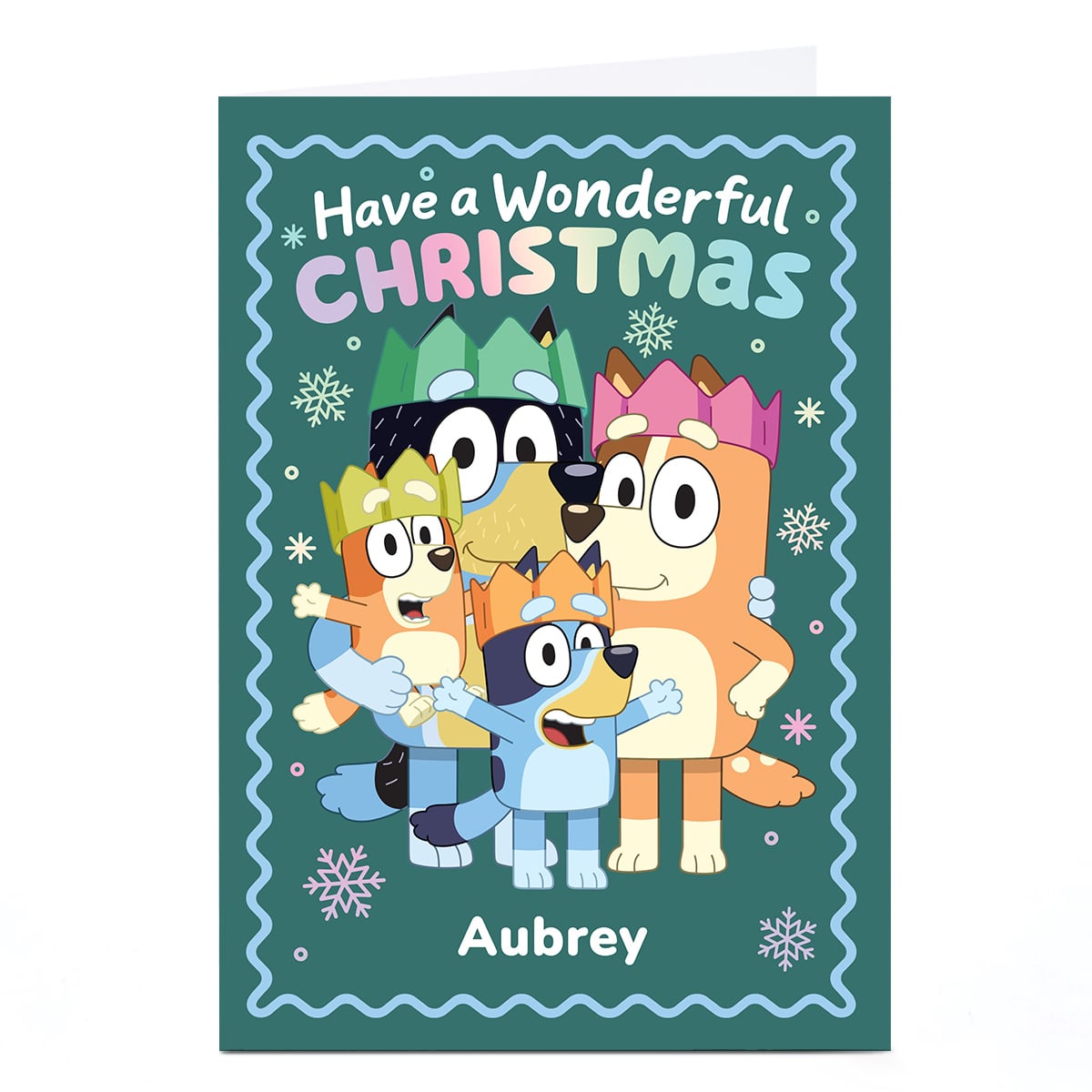 Personalised Bluey Christmas Card - Family Portrait, Any Name