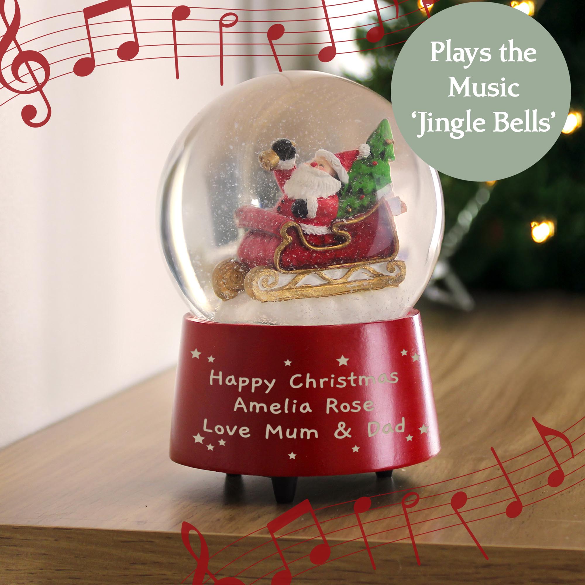Personalised Message Musical Santa Globe,  Personalised Message Musical Santa Globe