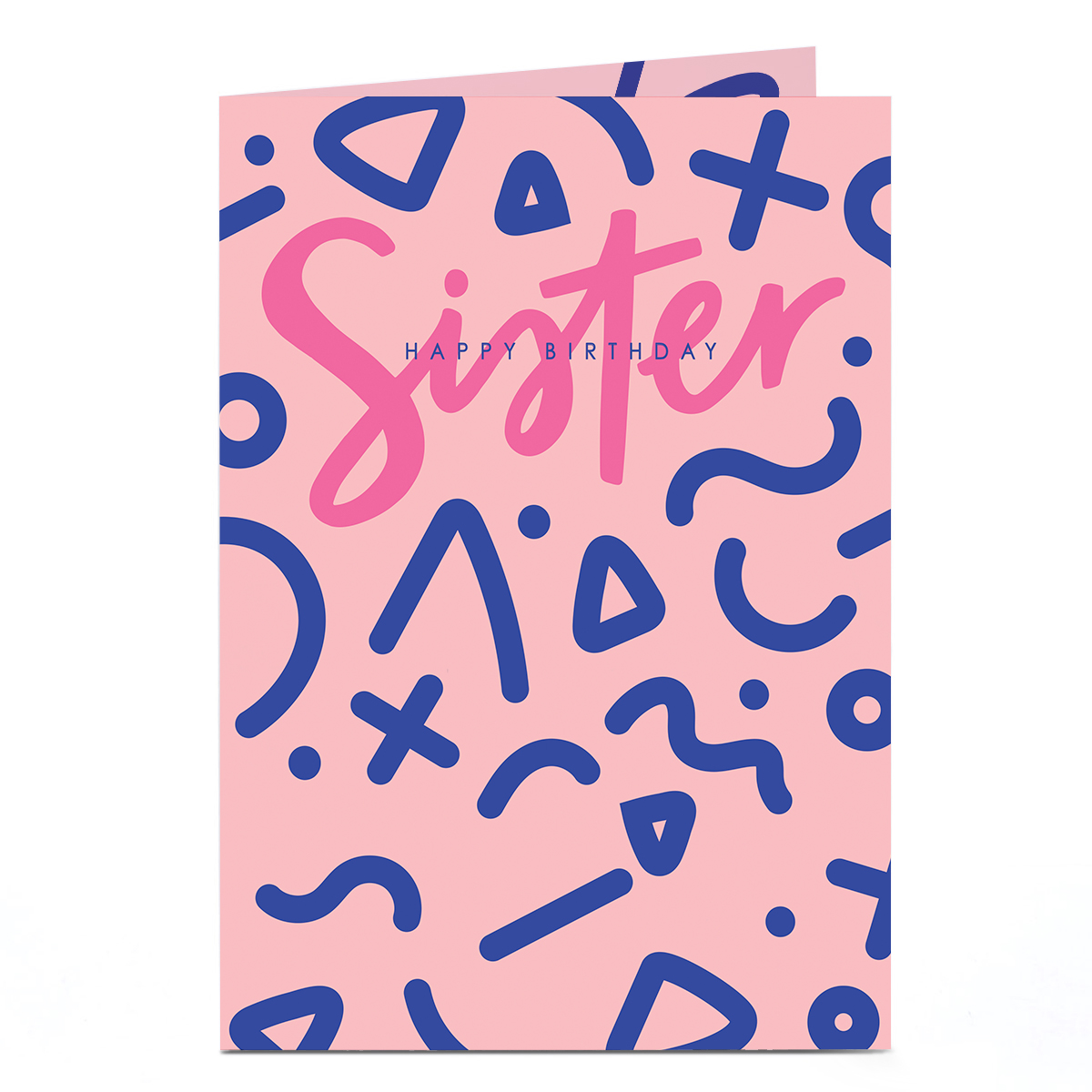 Birthday Card - Pink and Purple Squiggles, Sister