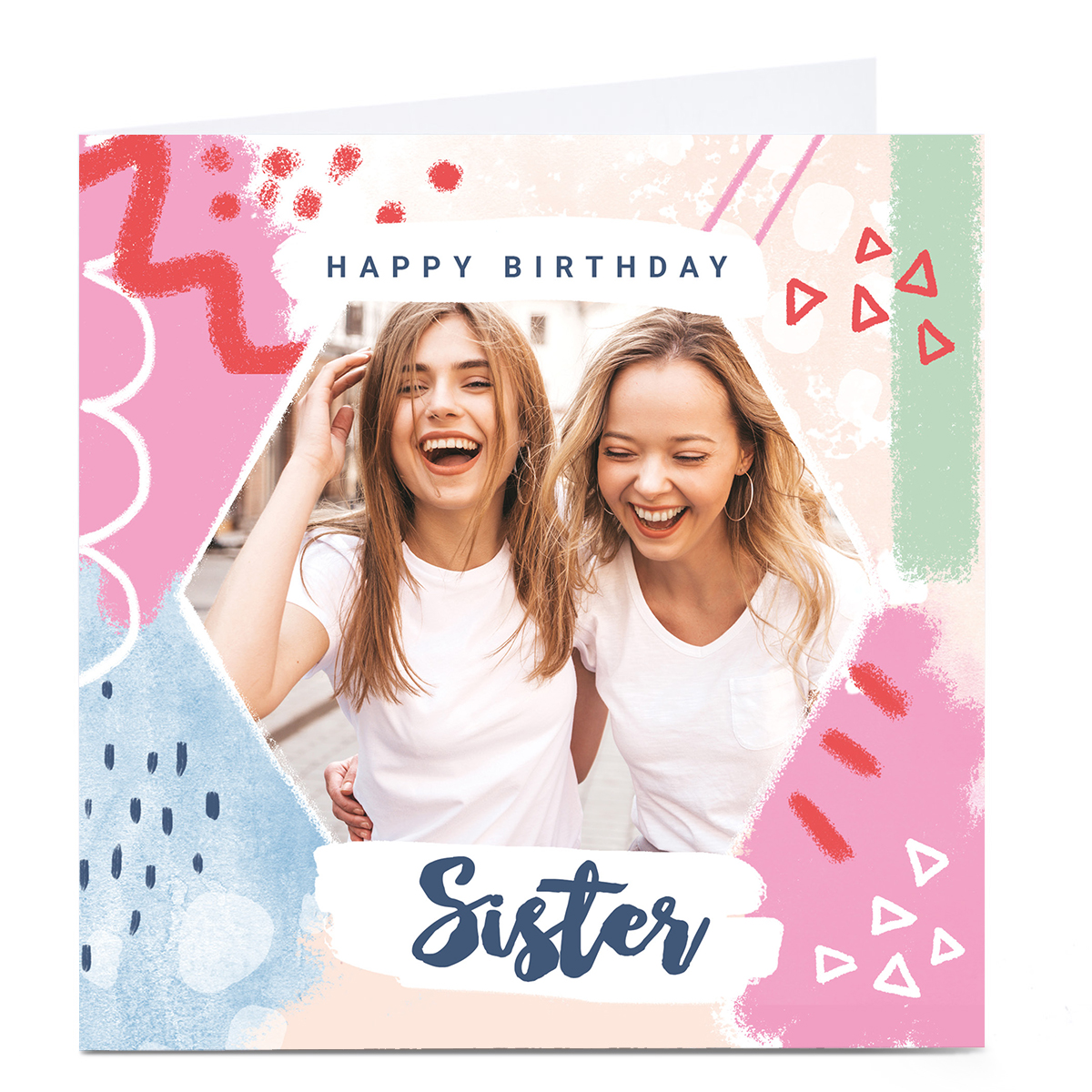Photo Little Mono Birthday Card - Sister