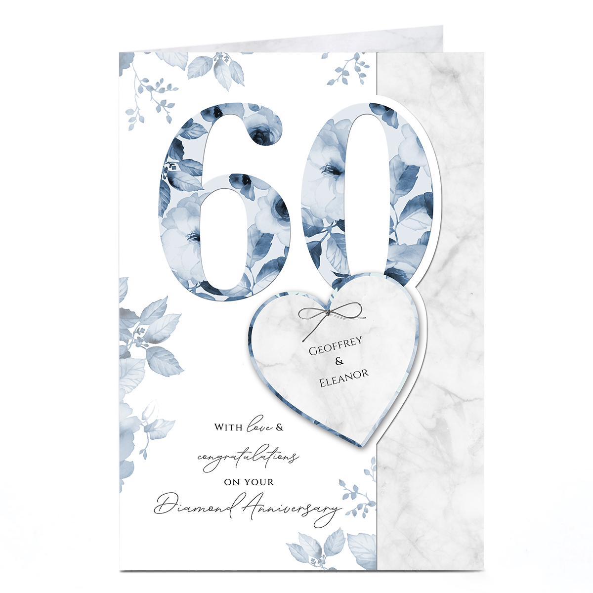 Personalised 60th Anniversary Card - With Love & Congratulations