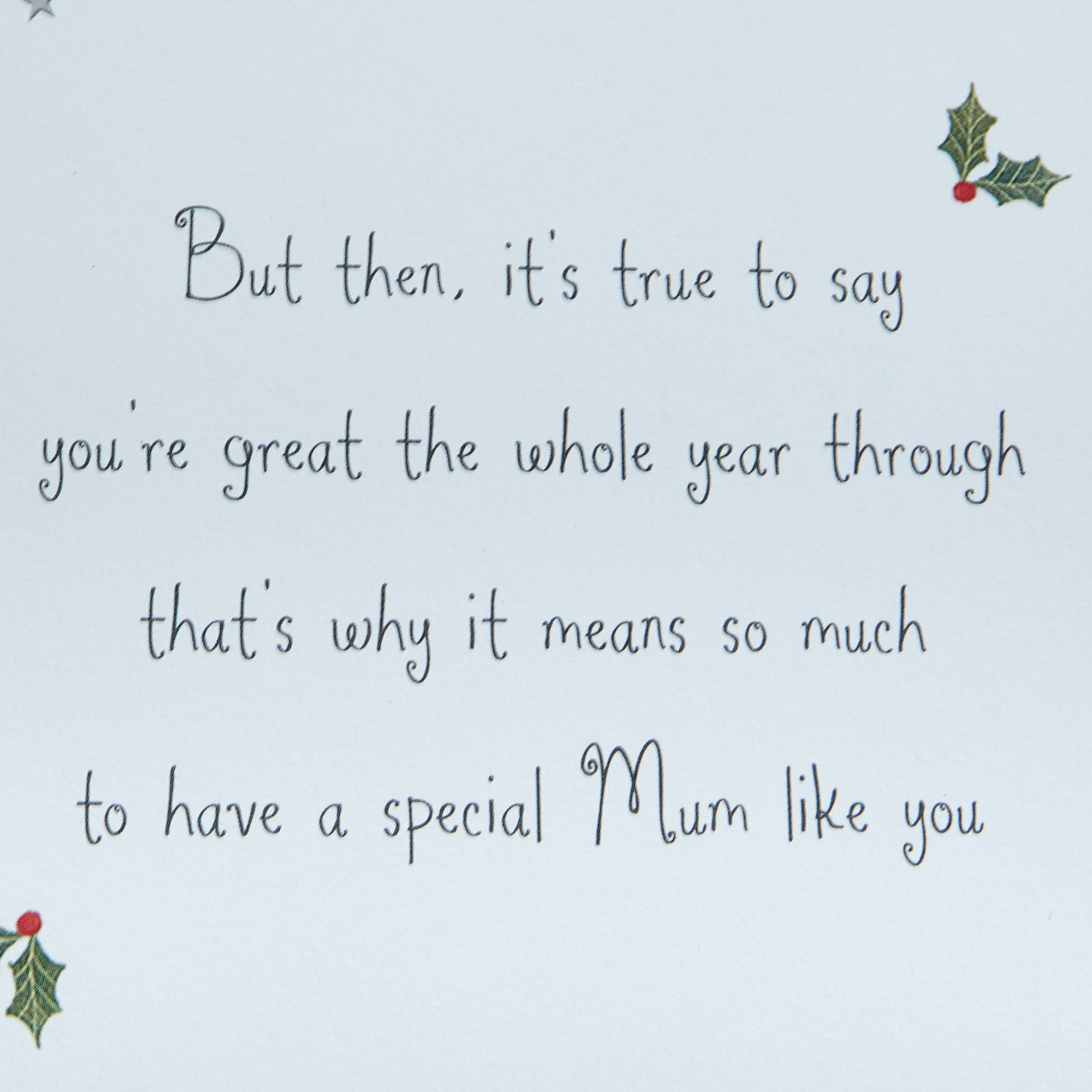 Christmas Card - Special Mum, Cute Bear With Flowers