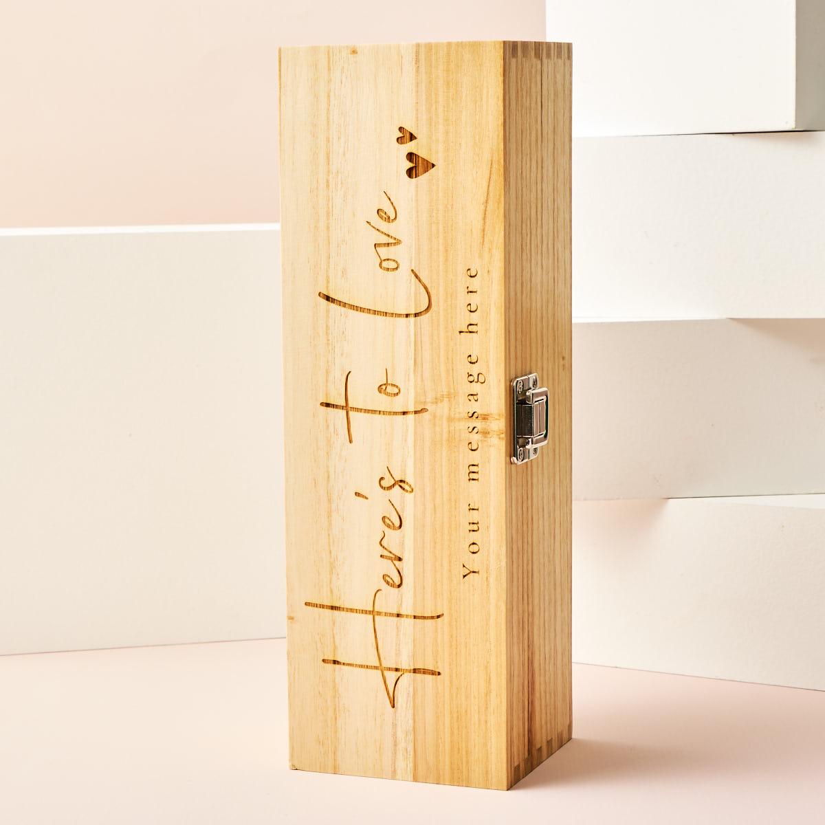 Engraved Wooden Box With Luxury Prosecco - Here's To Love