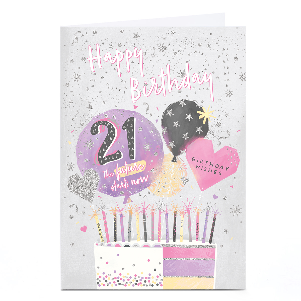 Personalised 21st Birthday Card - Future Starts Now Birthday Cake