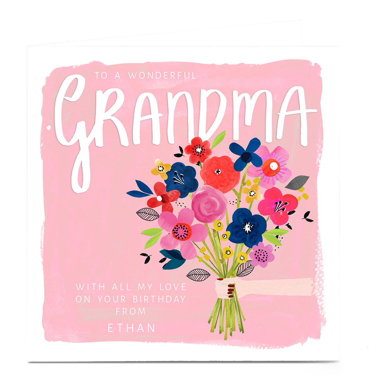 Personalised Kerry Spurling Birthday Card - Flowers Grandma