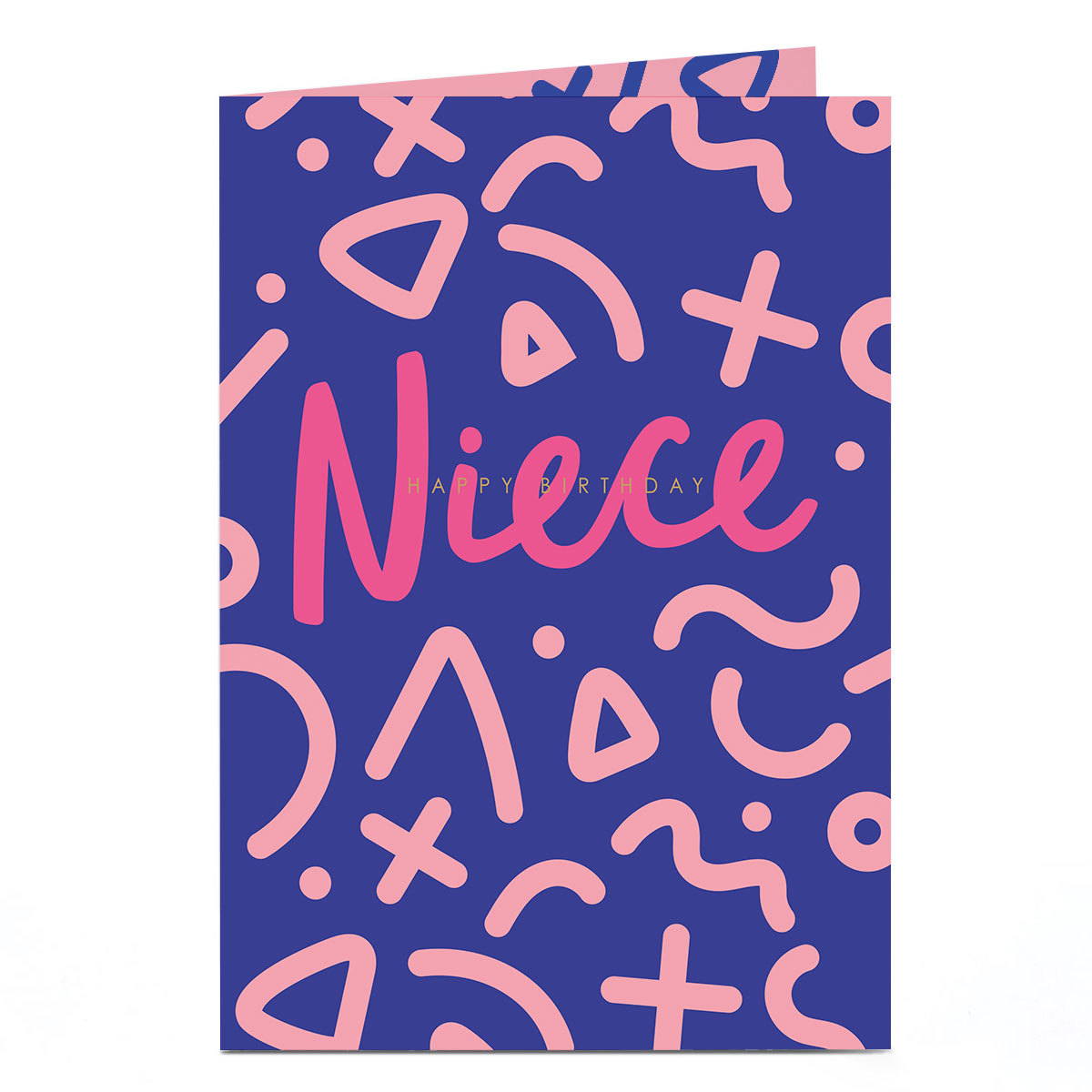 Birthday Card - Pink and Purple Squiggles, Niece