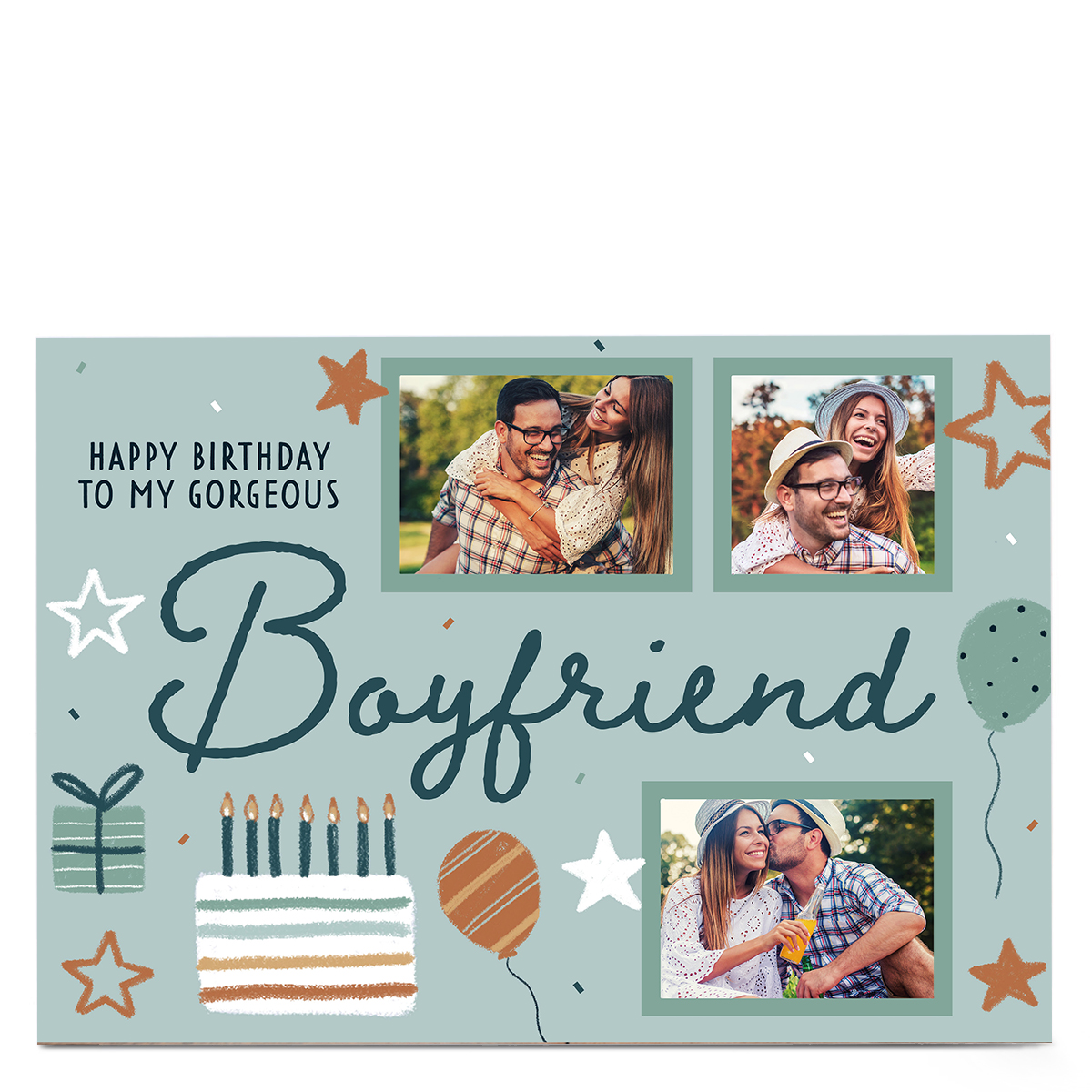 Photo Juniper & Rose Birthday Card - Boyfriend