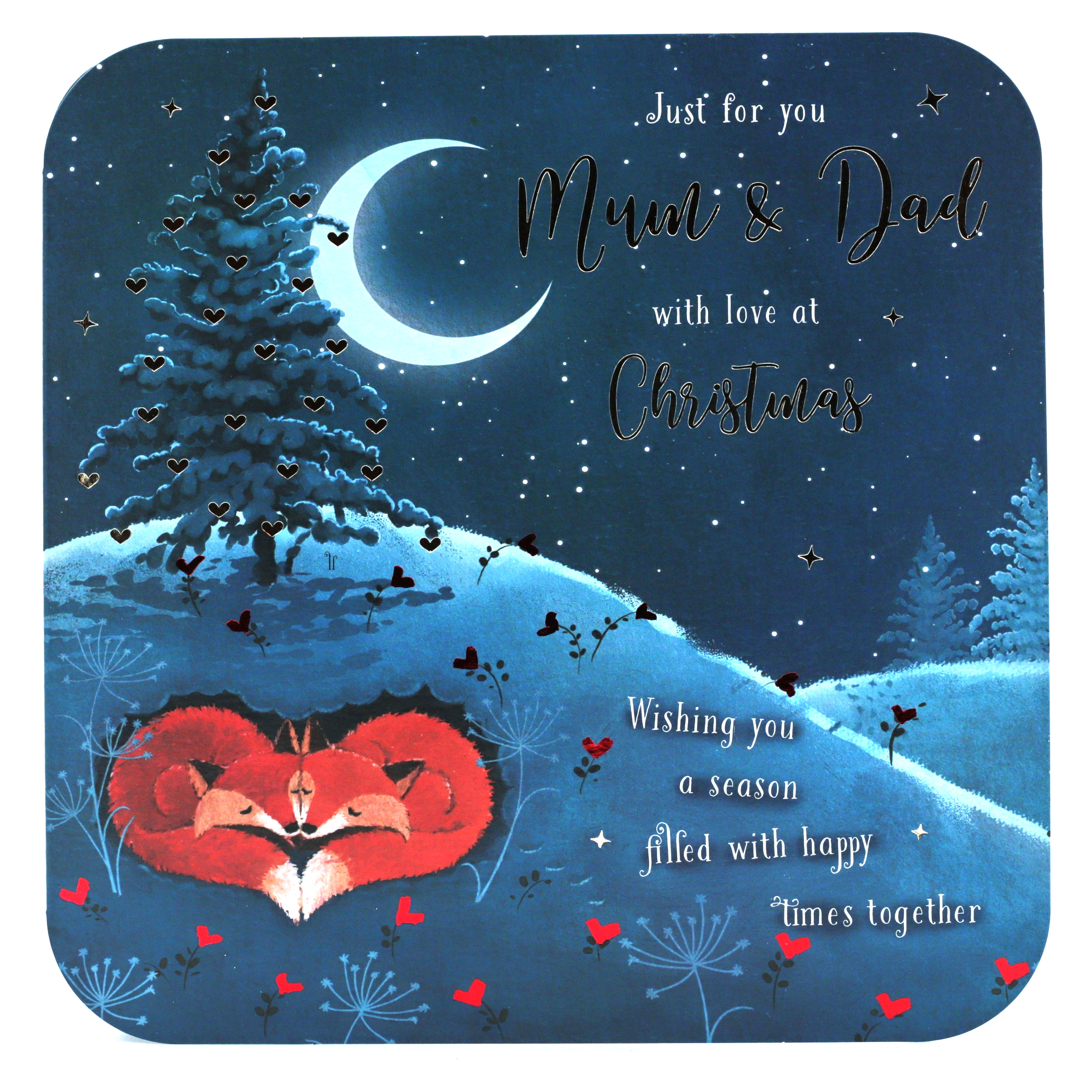 Platinum Collection Christmas Card - Mum & Dad Foxes 