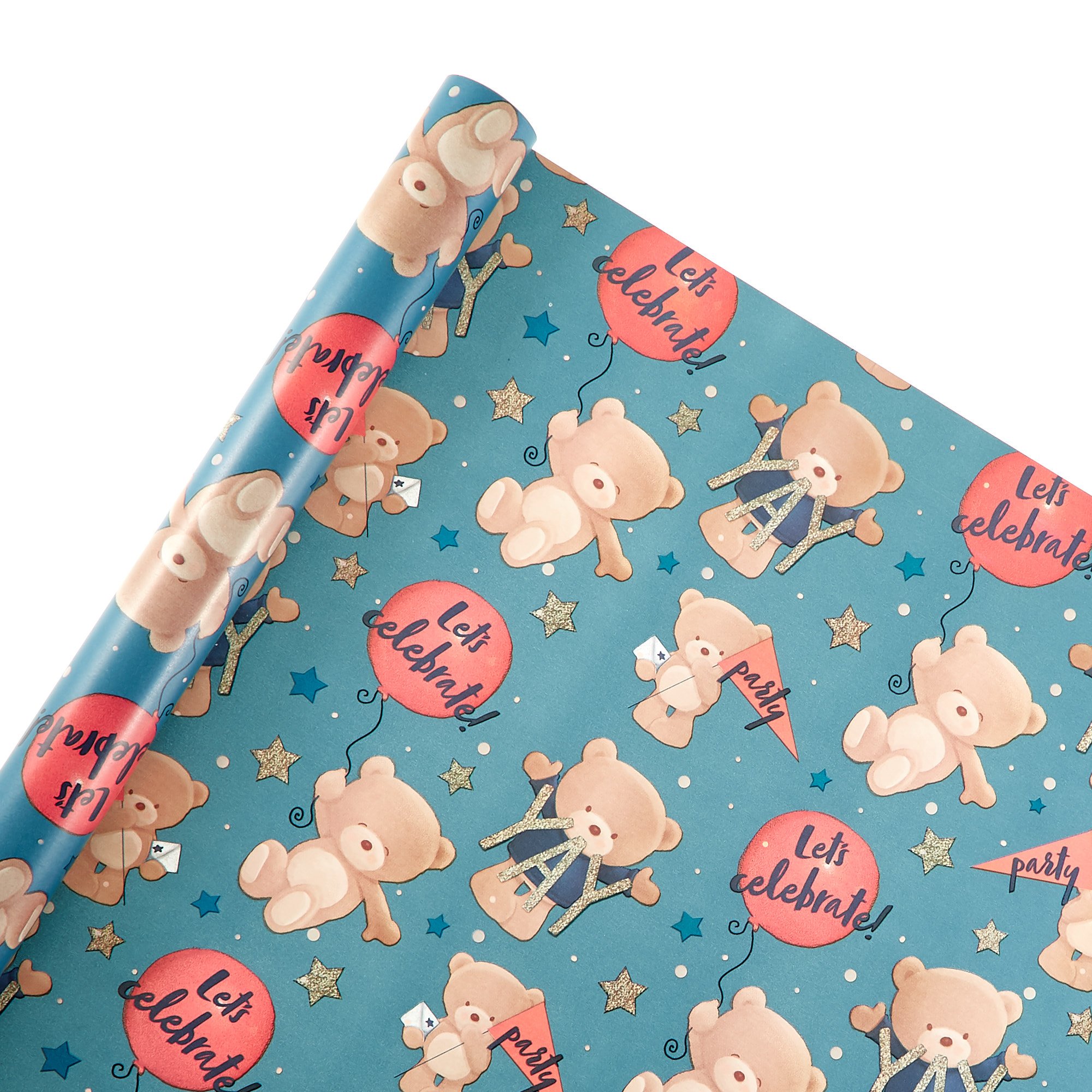 Hugs Bear Themed Wrapping Paper - 4 Rolls 