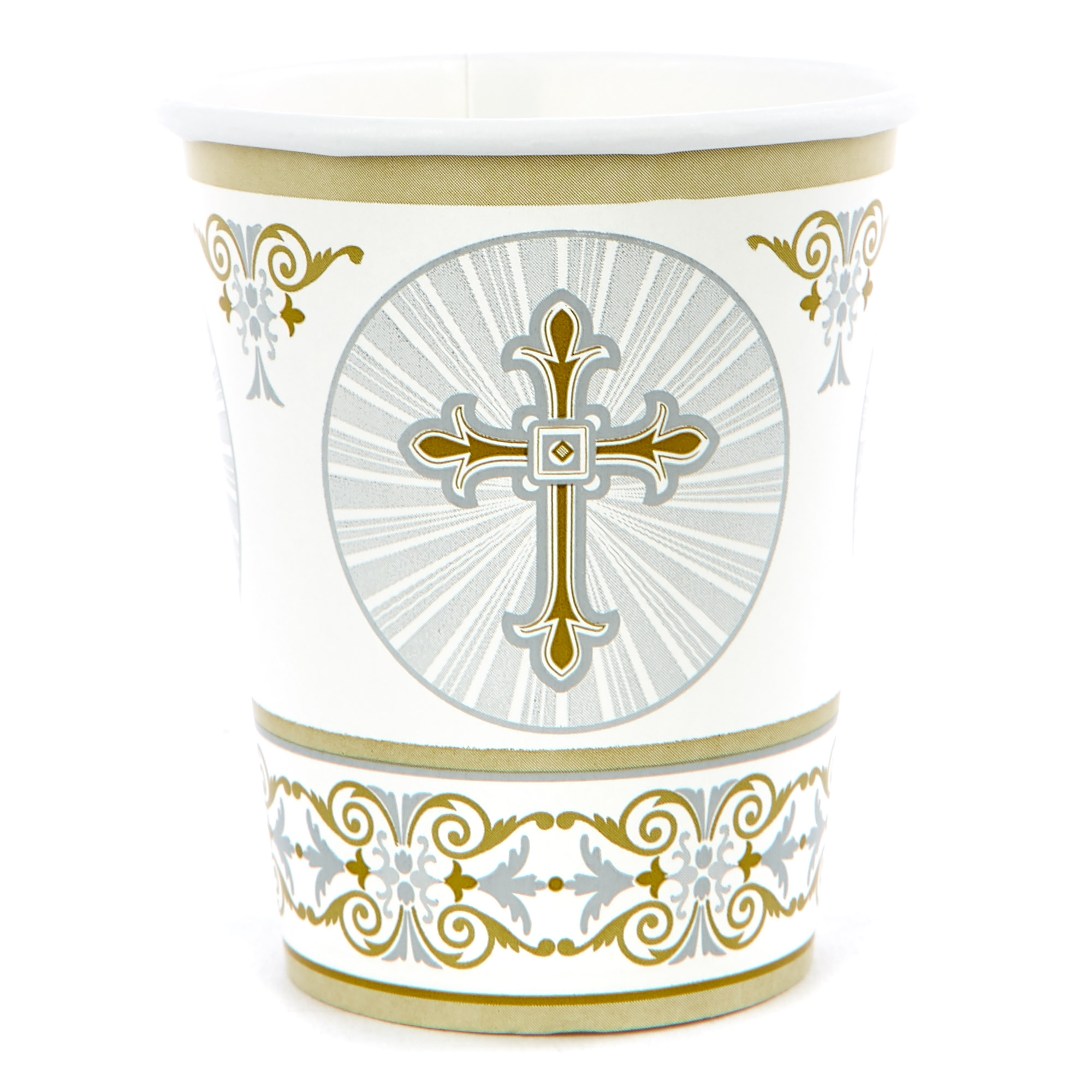 Gold & Silver Cross Party Tableware & Decorations Bundle - 16 Guests