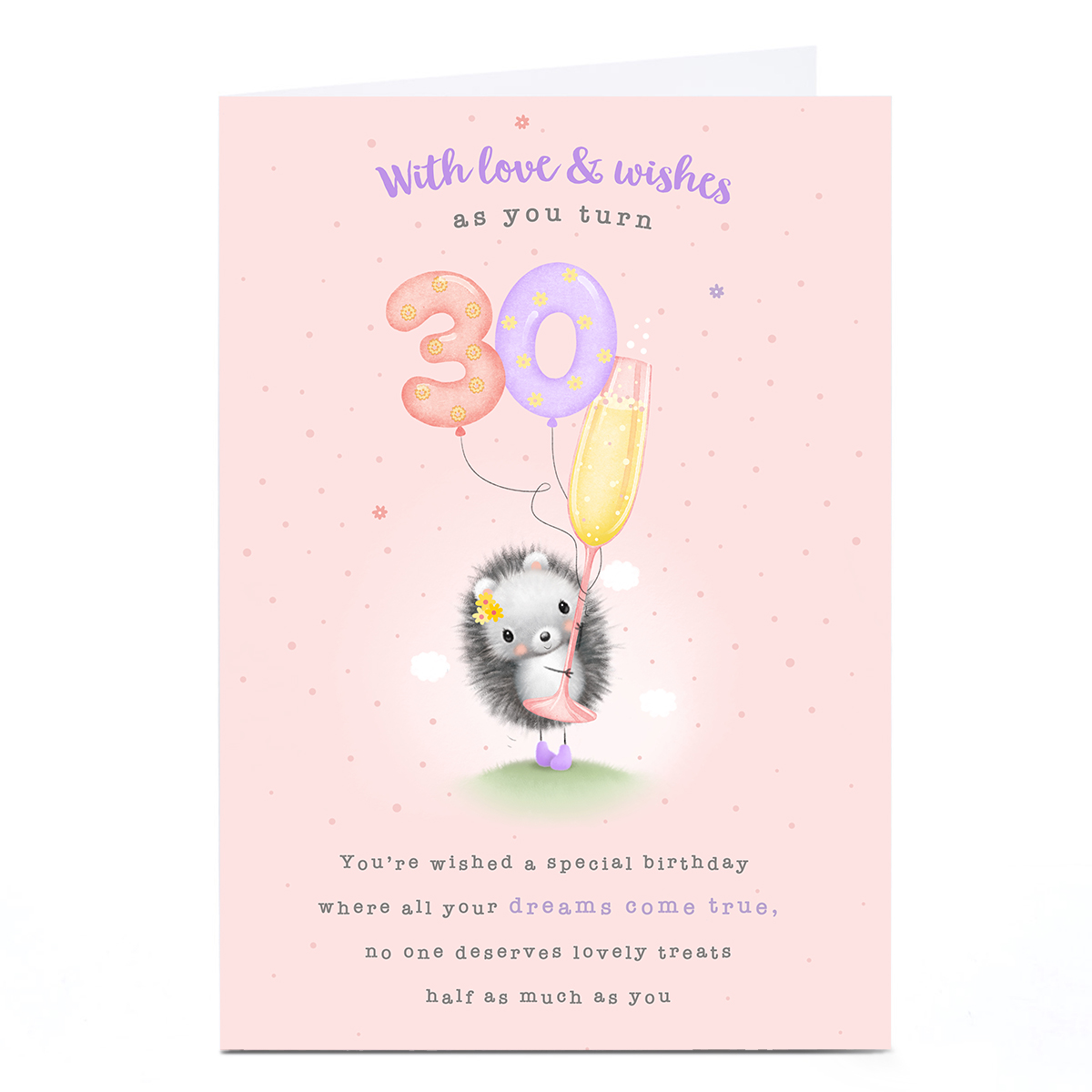 Personalised 30th Birthday Card - Cute Hedgehog