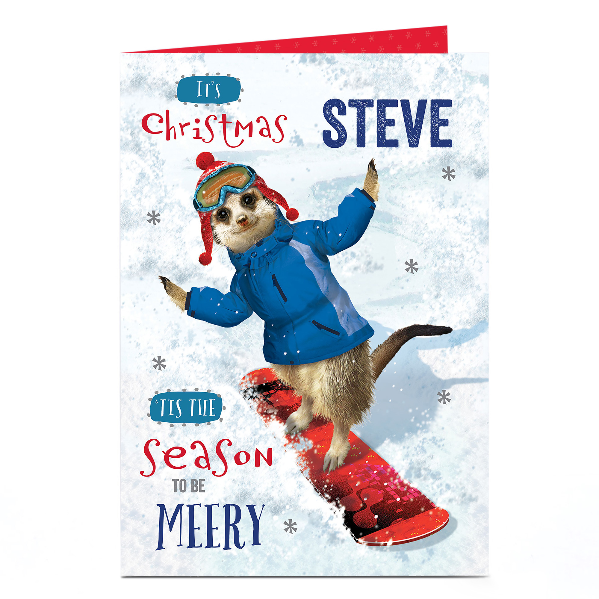 Personalised Christmas Card - Snowboarding Meerkat