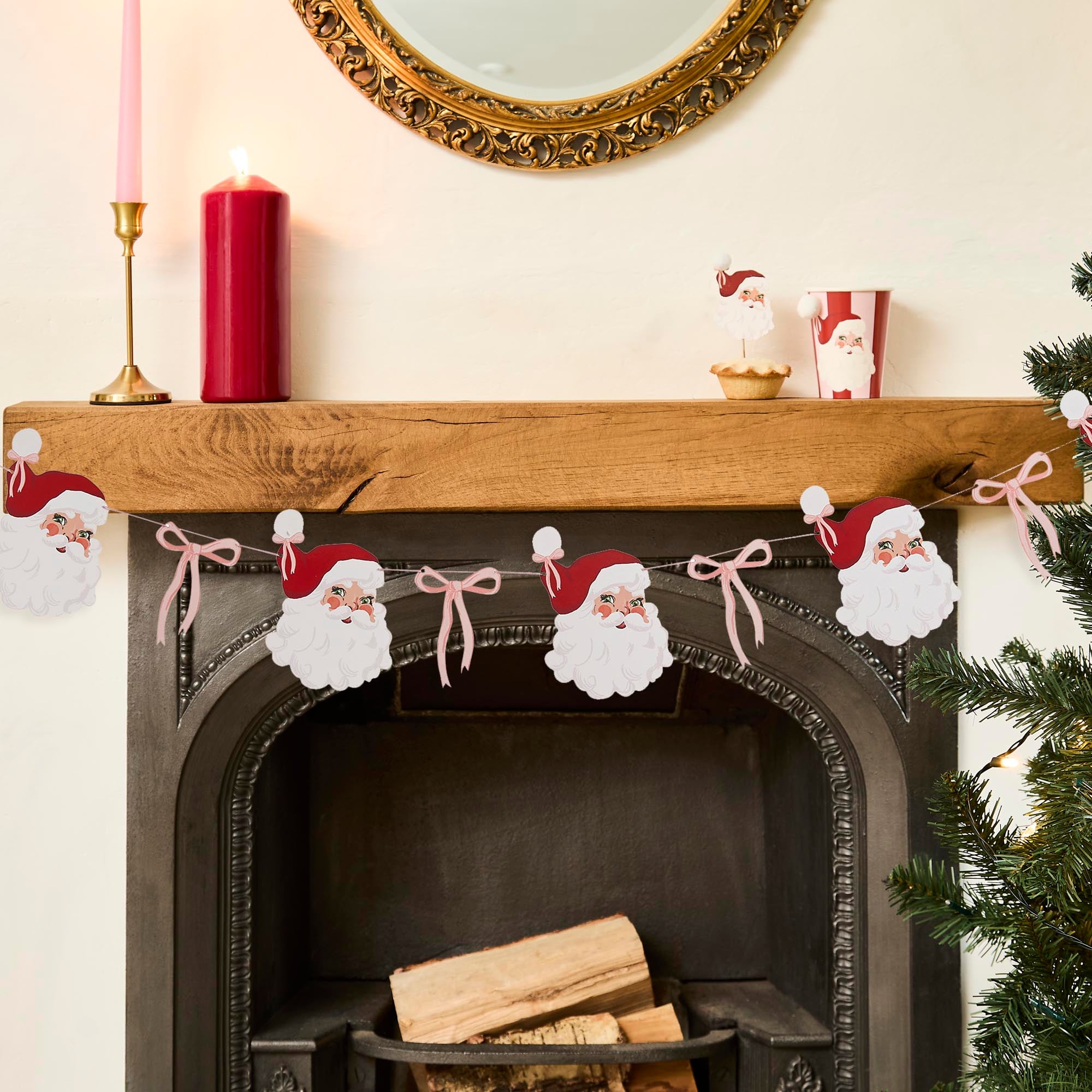 Santa & Bow Card Garland 2m