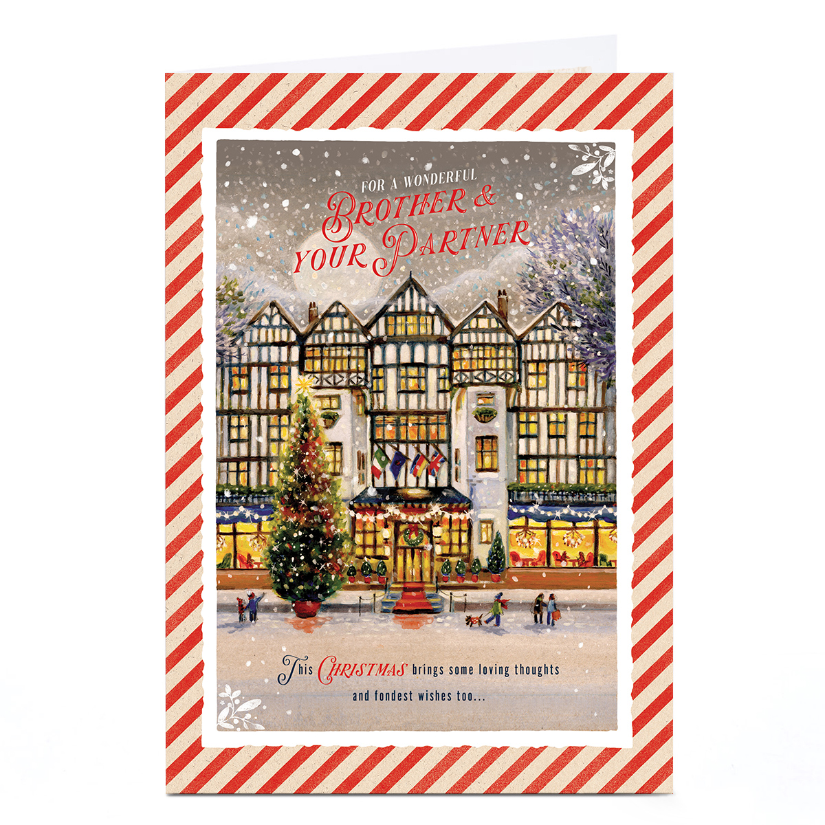 Christmas Card - Snowy Shops, Brother & Your Partner