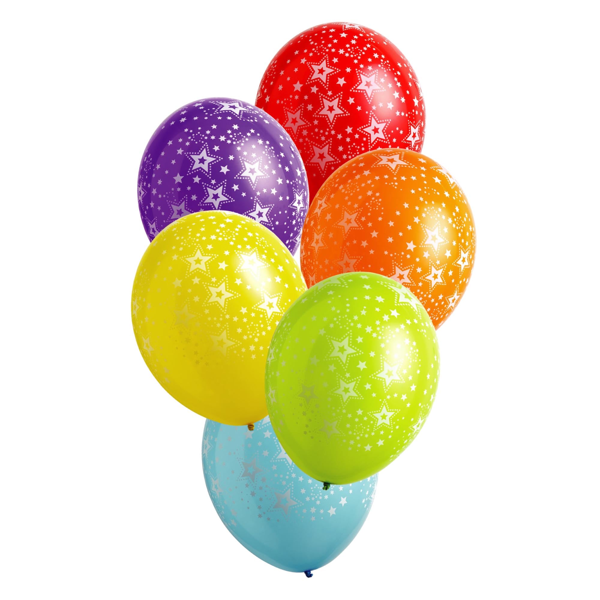 12-Inch Bright Stars Latex Balloons - Pack of 6