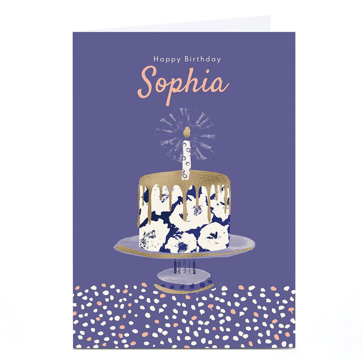 Personalised Rebecca Prinn Birthday Card - Cake and Candle