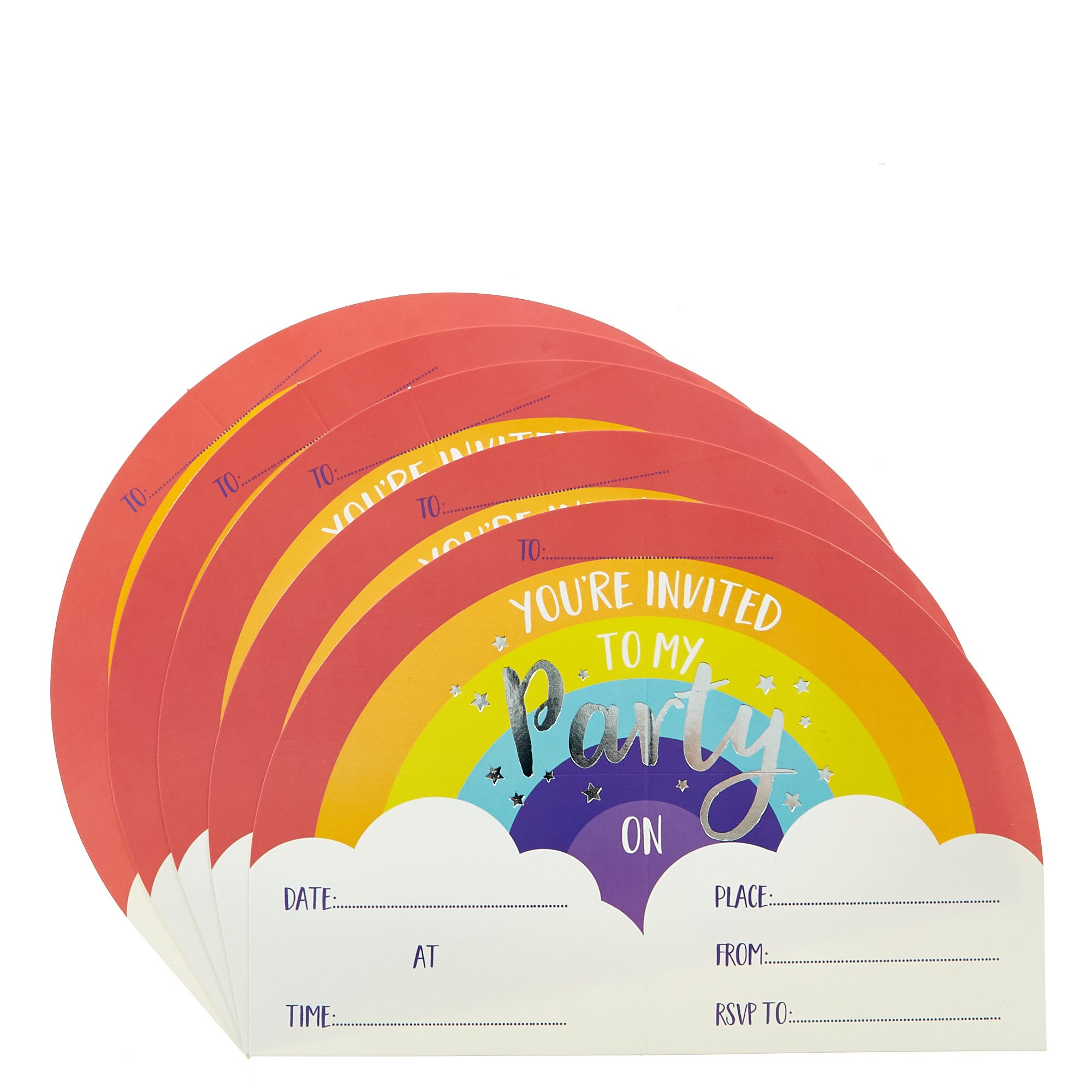 Rainbow Children's Party Invitations - Pack Of 20