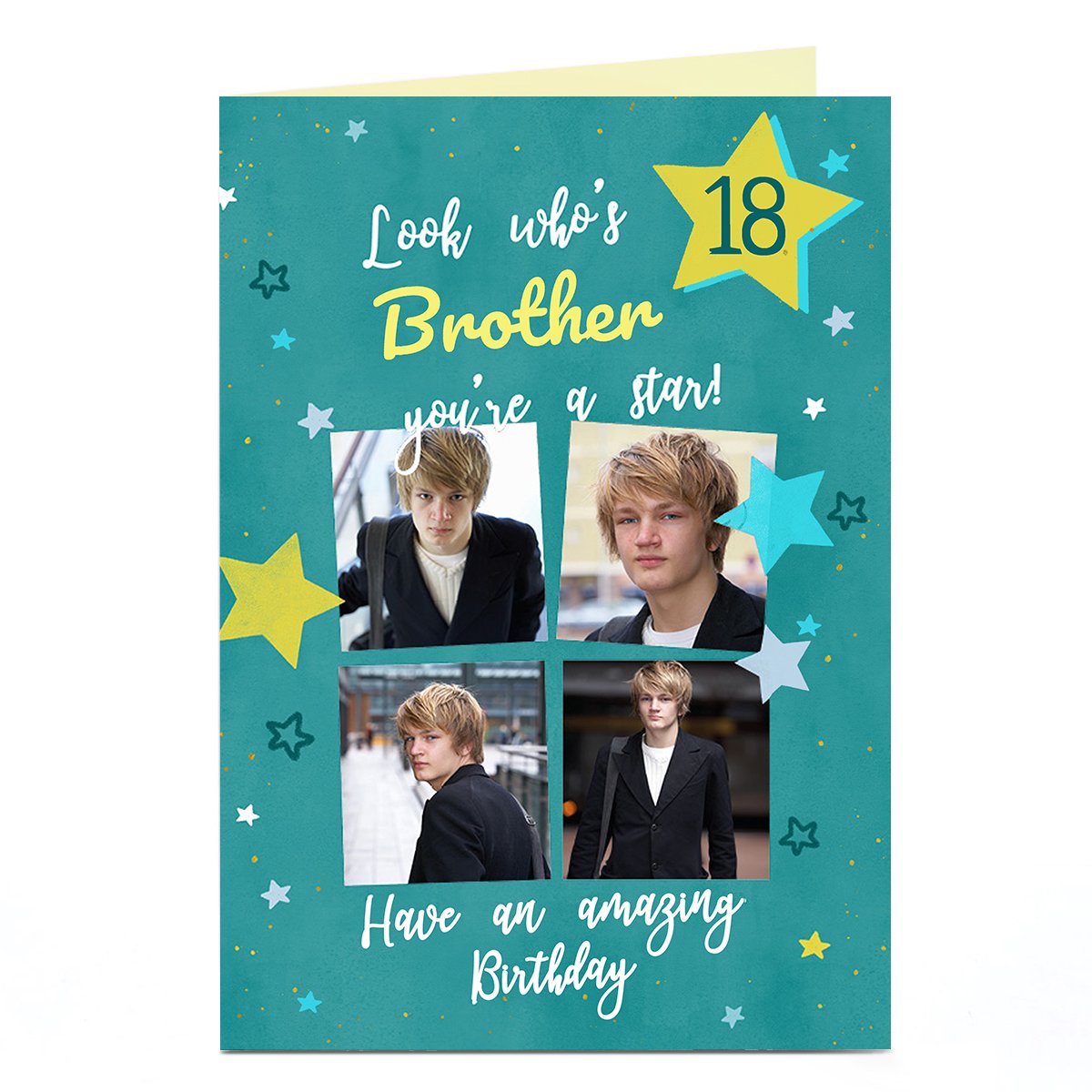 Photo Birthday Card - You're A Star Brother, Editable Age & Recipient