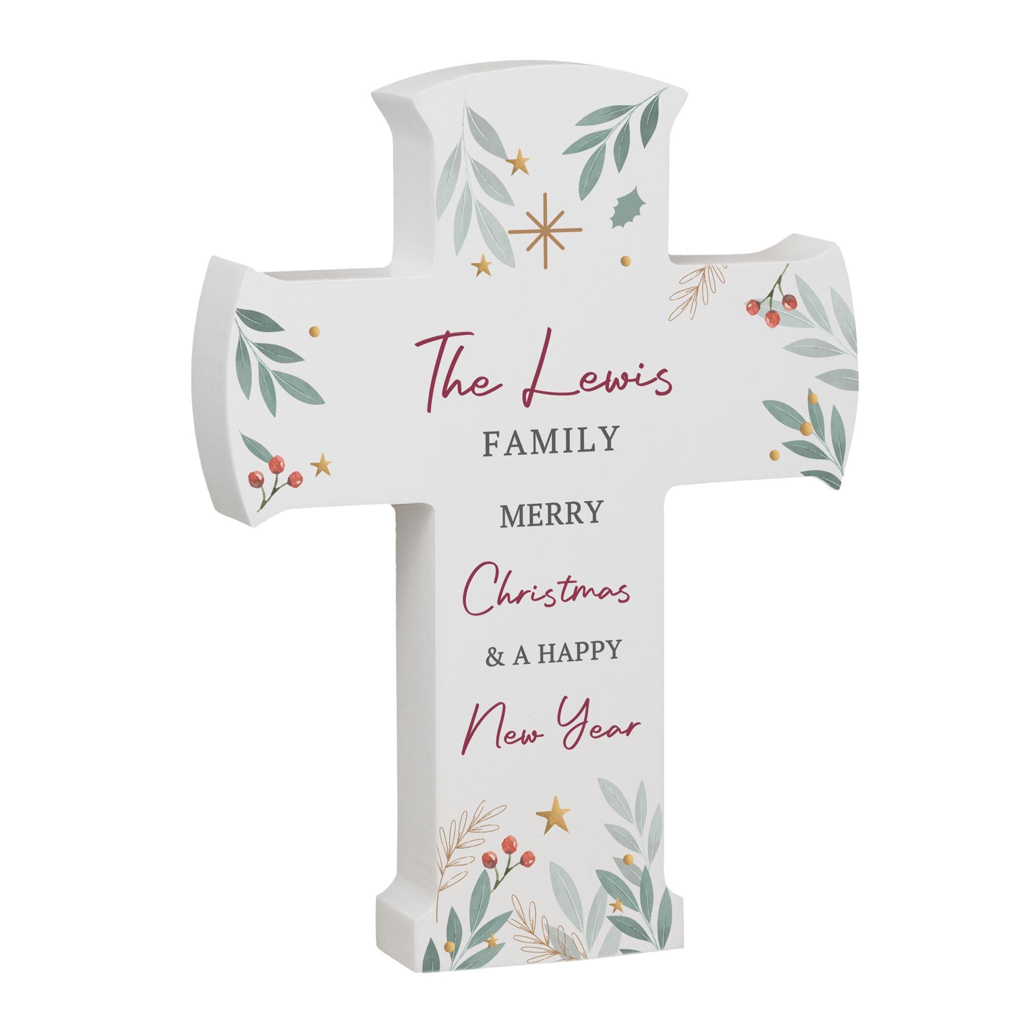 Image of Personalised Christmas Wooden Cross Ornament | Christmas Gifts