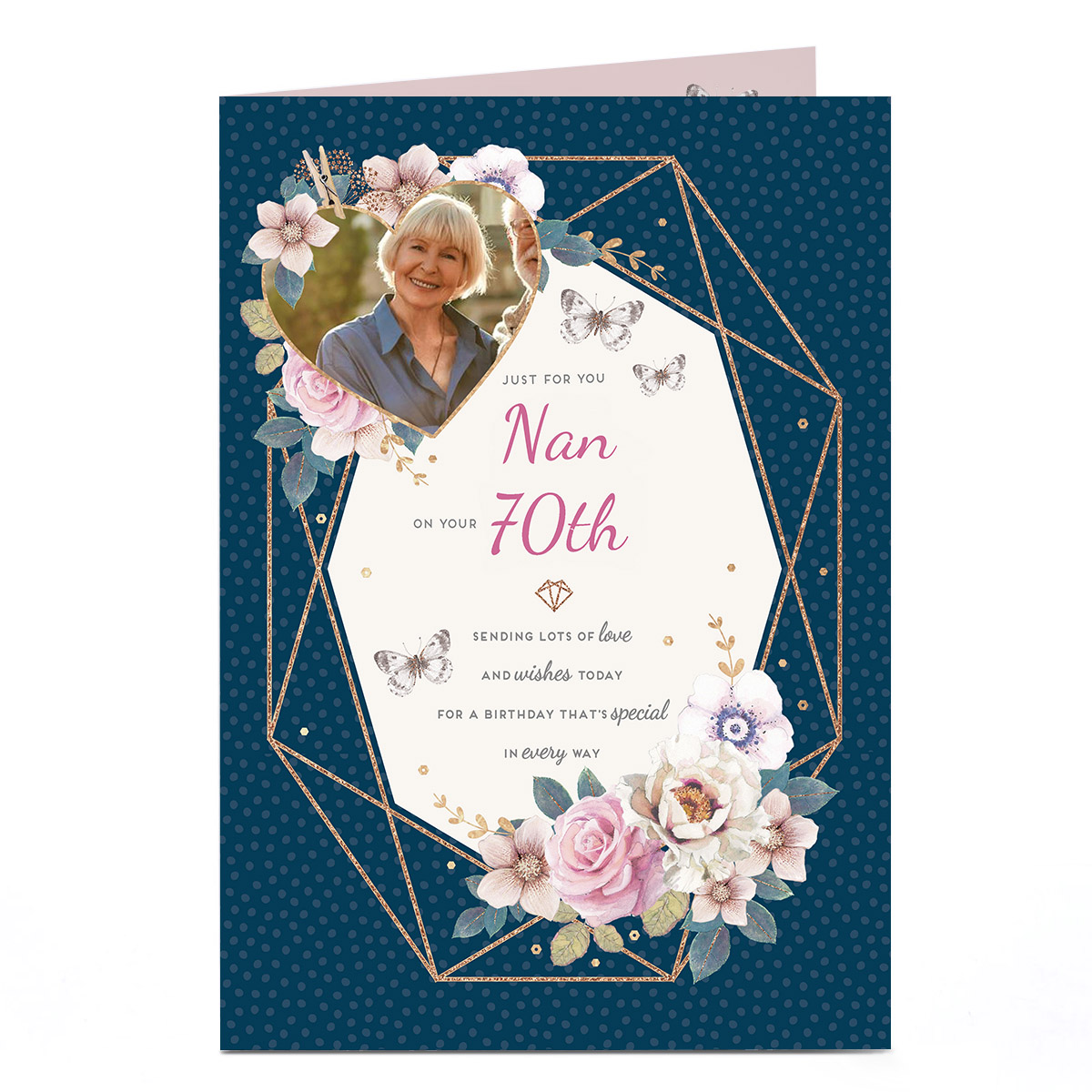 Photo 70th Birthday Card - Special in Every Way, Editable Age