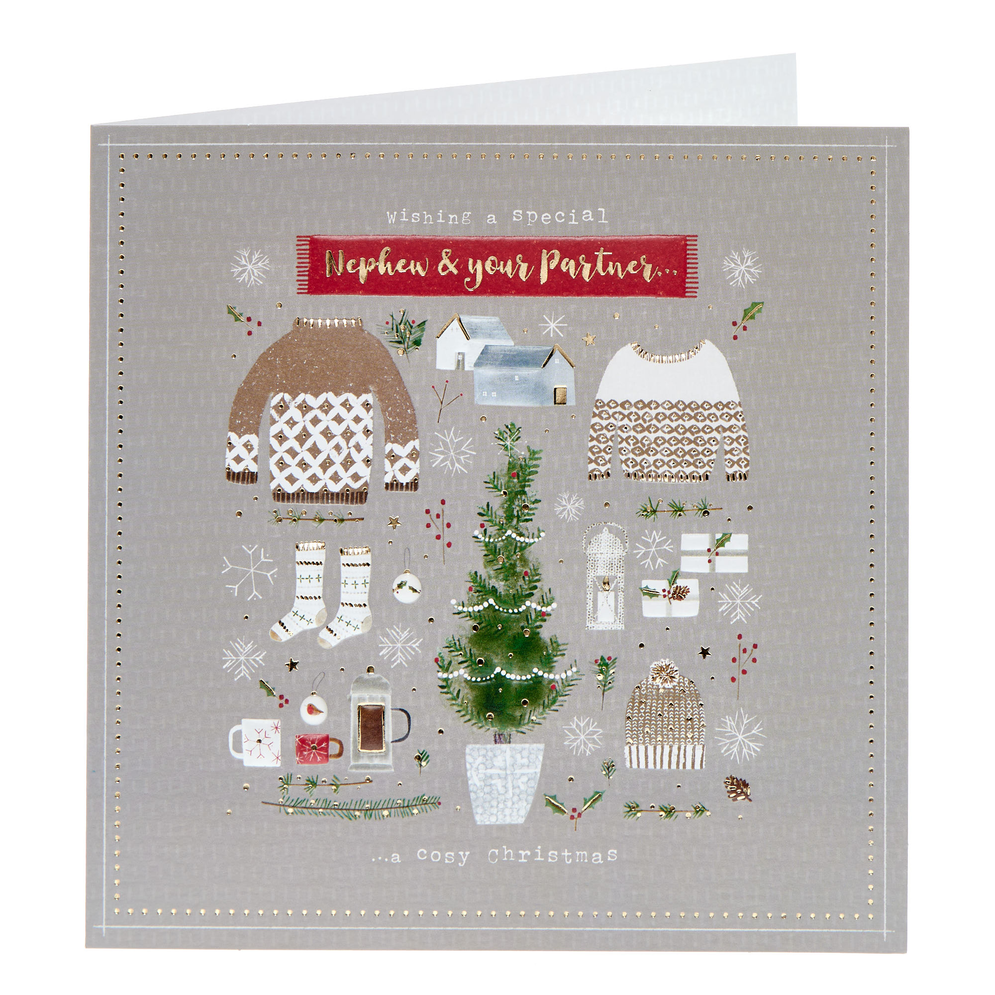 Nephew & Partner Festive Icons Christmas Card
