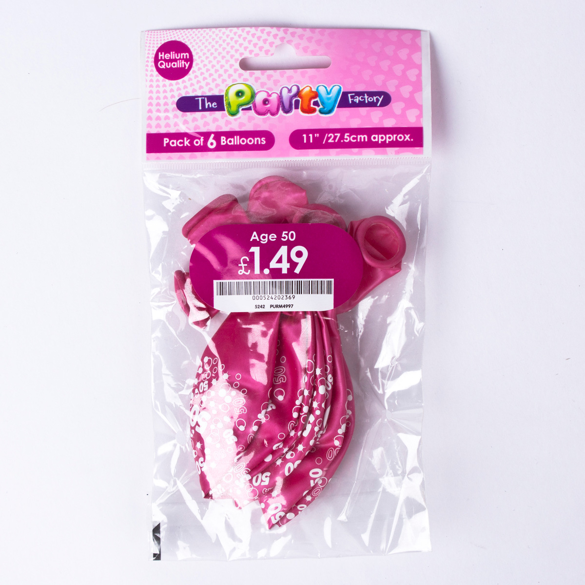 Metallic Pink Circles 50th Birthday Helium Latex Balloons - Pack Of 6