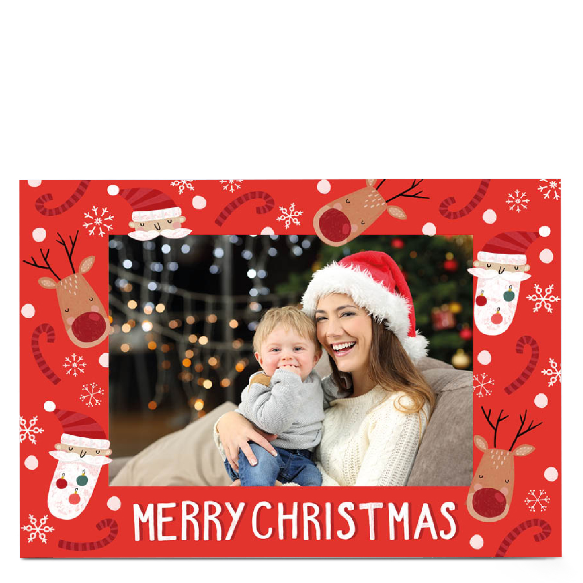 Photo Kerry Spurling Christmas Card - Santa and Rudolph Border