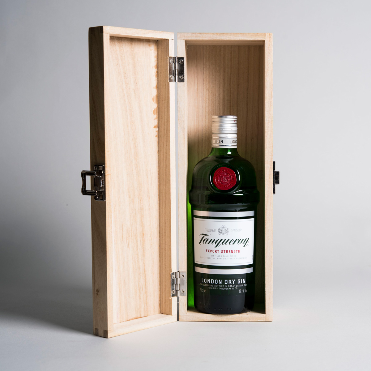 Engraved Wooden Box With Tanqueray Gin - Initials & Message
