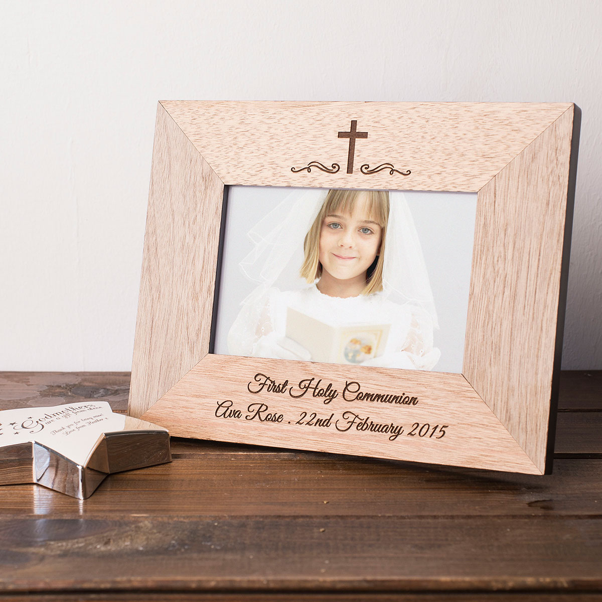 Personalised Engraved Wooden Photo Frame - Holy Communion