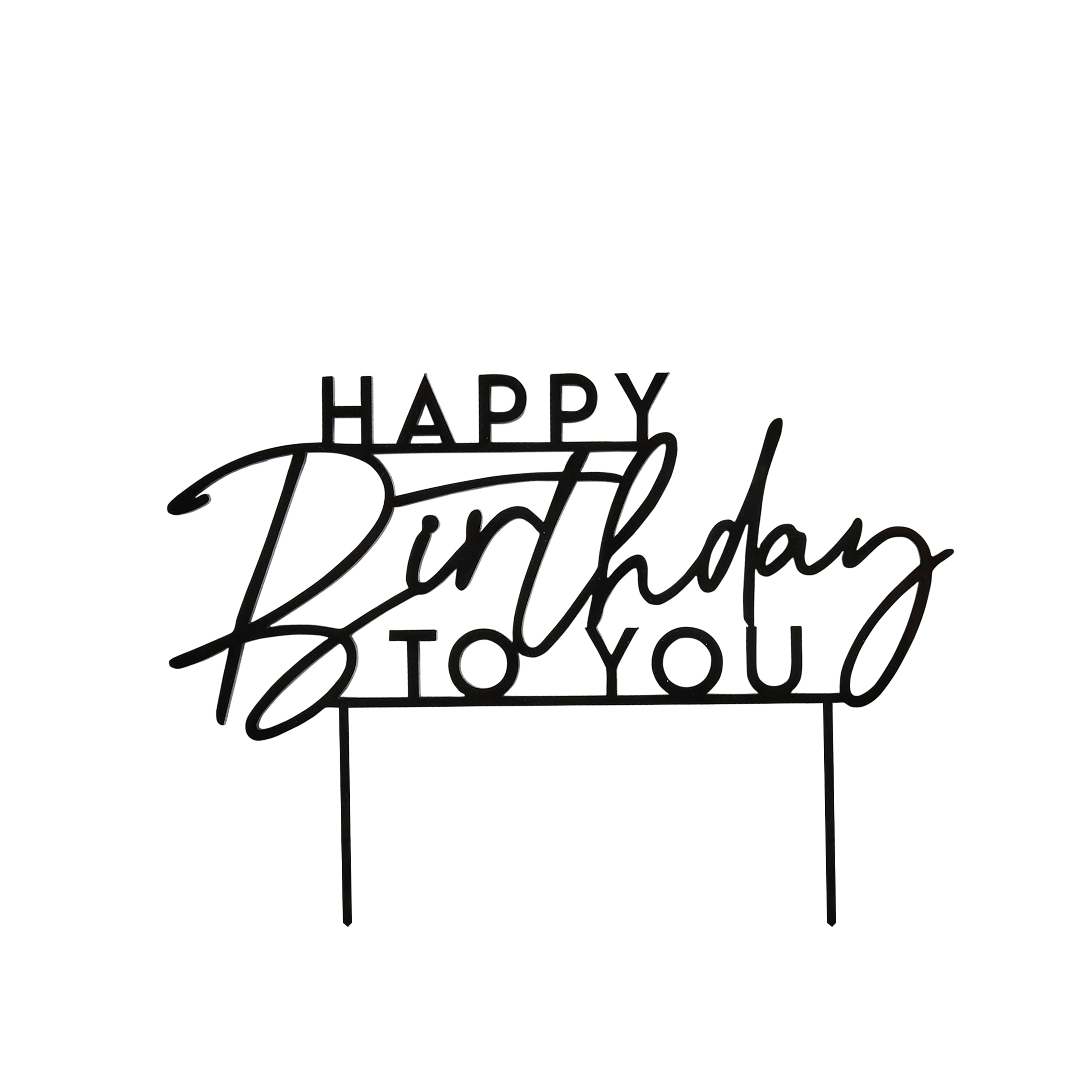 Black Happy Birthday To You Acrylic Cake Topper