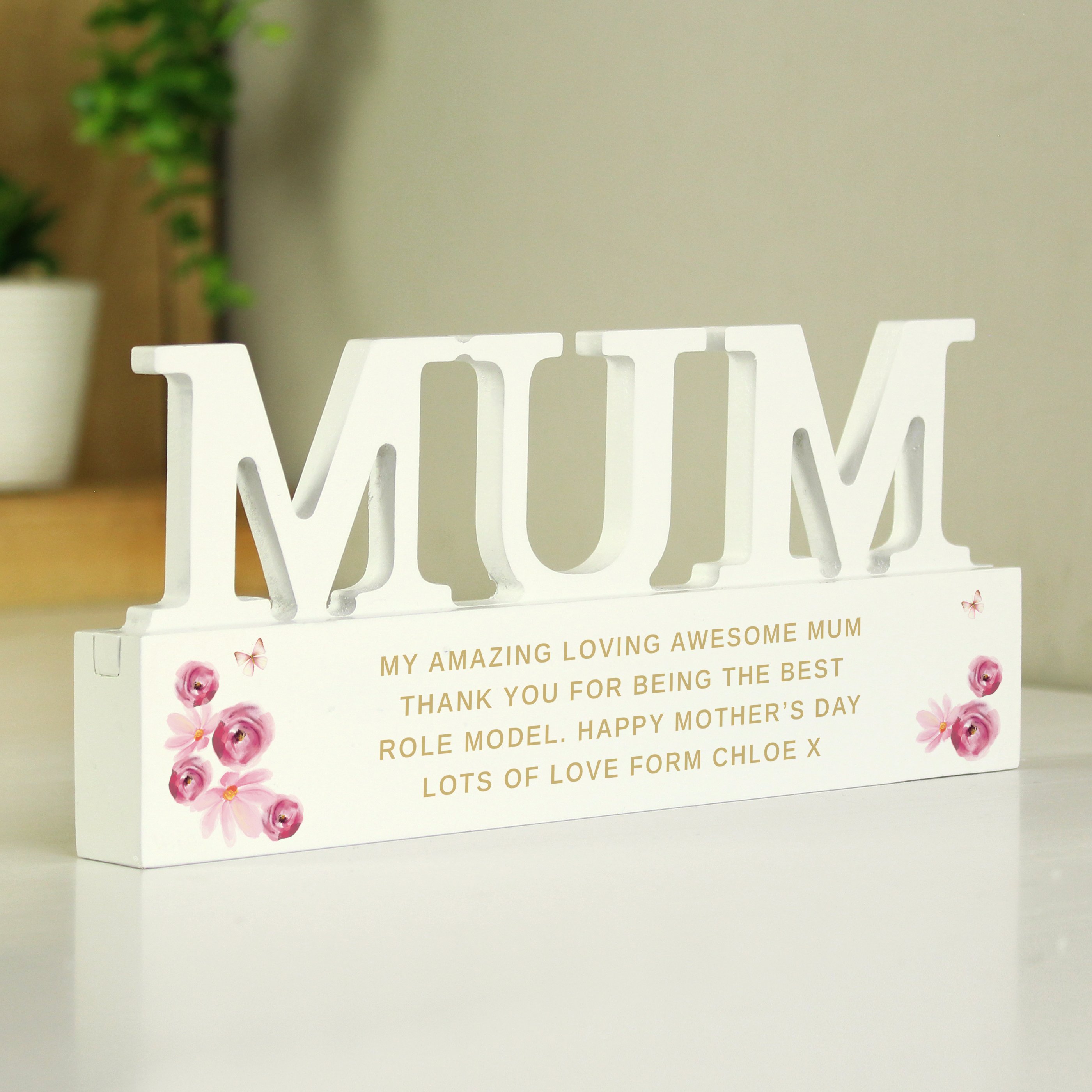 Personalised Floral Mum Wooden Ornament