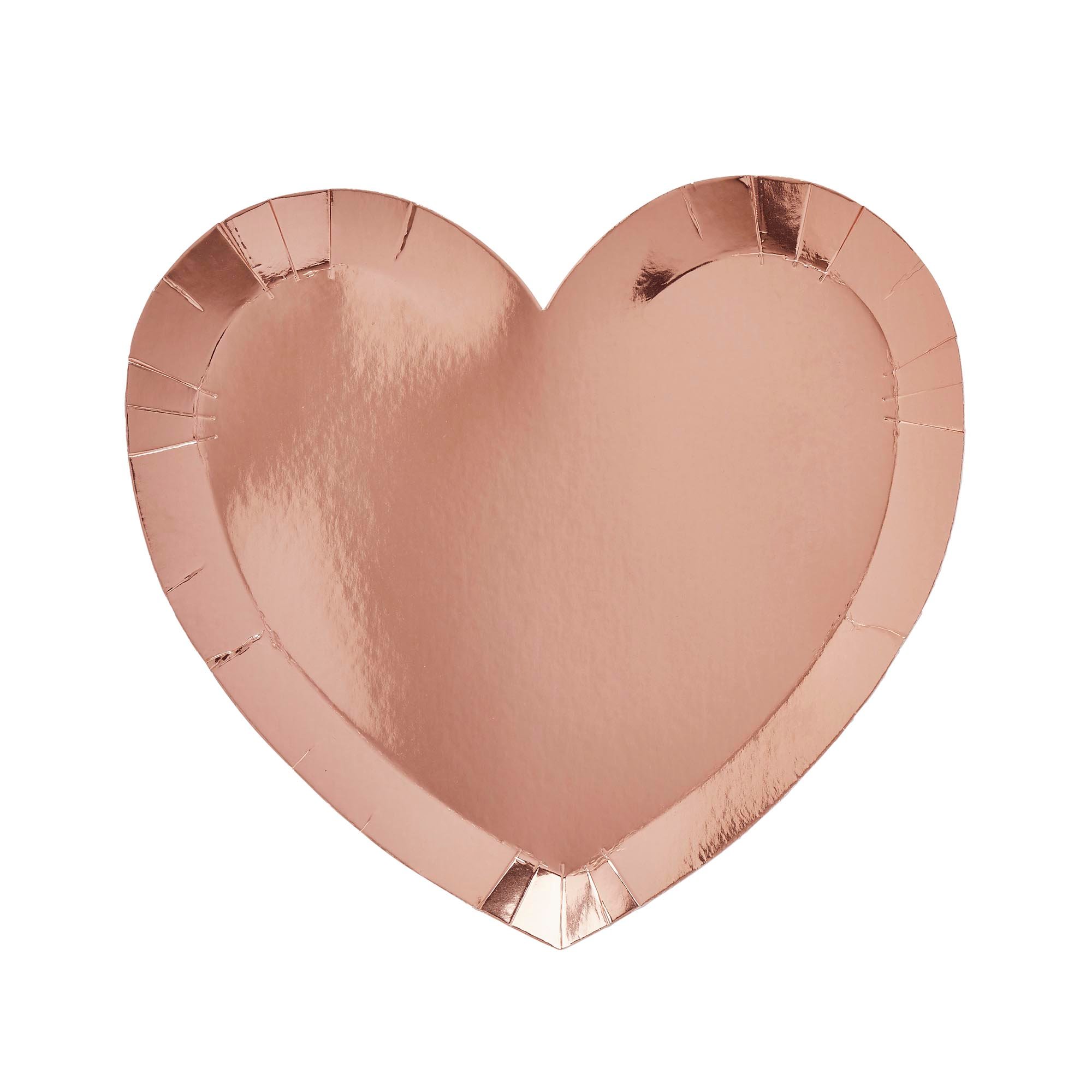 Rose Gold Heart Paper Plates - Pack of 10