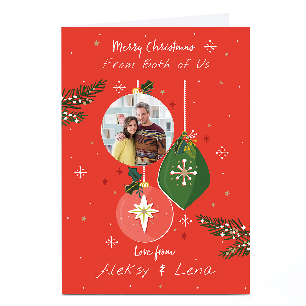 Photo Christmas Card - Both of Us Baubles