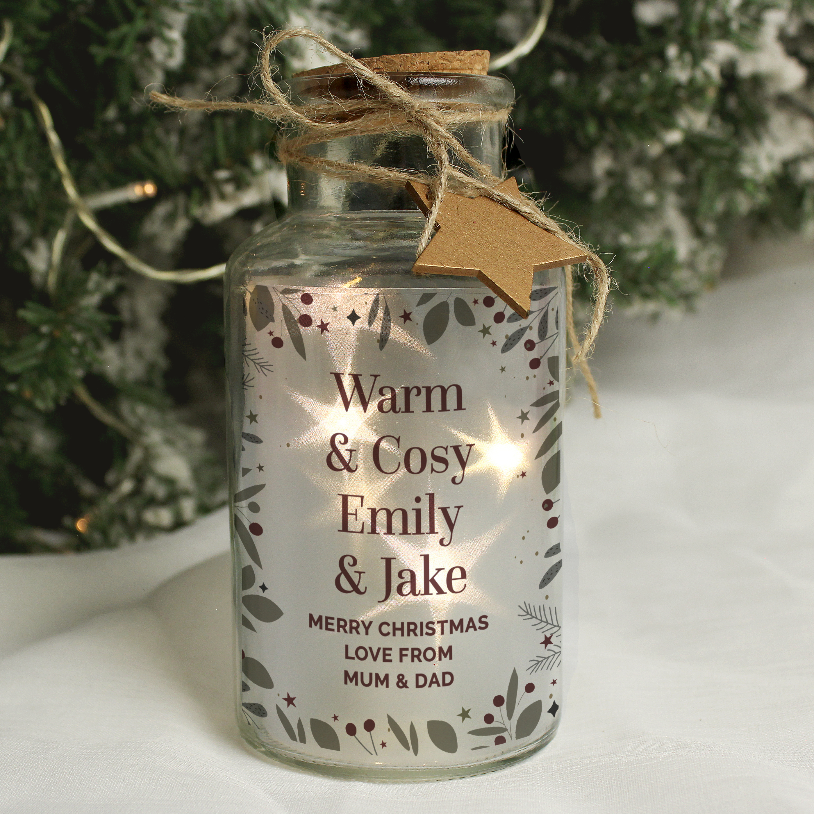 Personalised Warm & Cosy Light-Up Decorative Jar