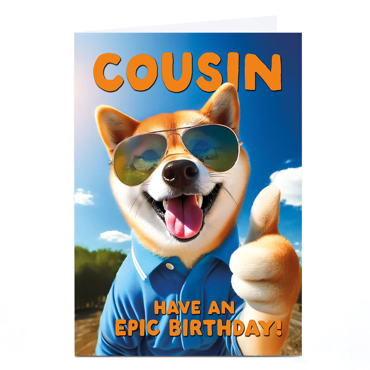 Birthday Card - Epic Birthday Dog Thumbs Up, Cousin