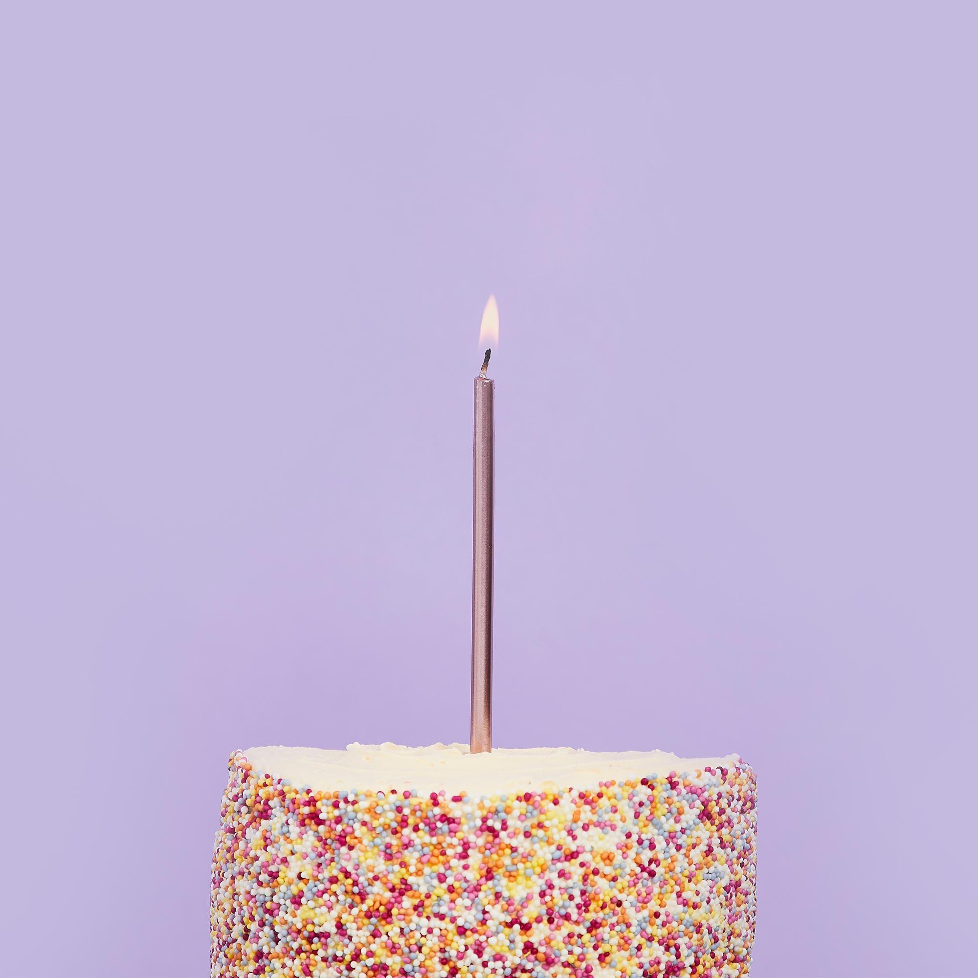 Rose Gold Skinny Cake Candles - Pack of 12