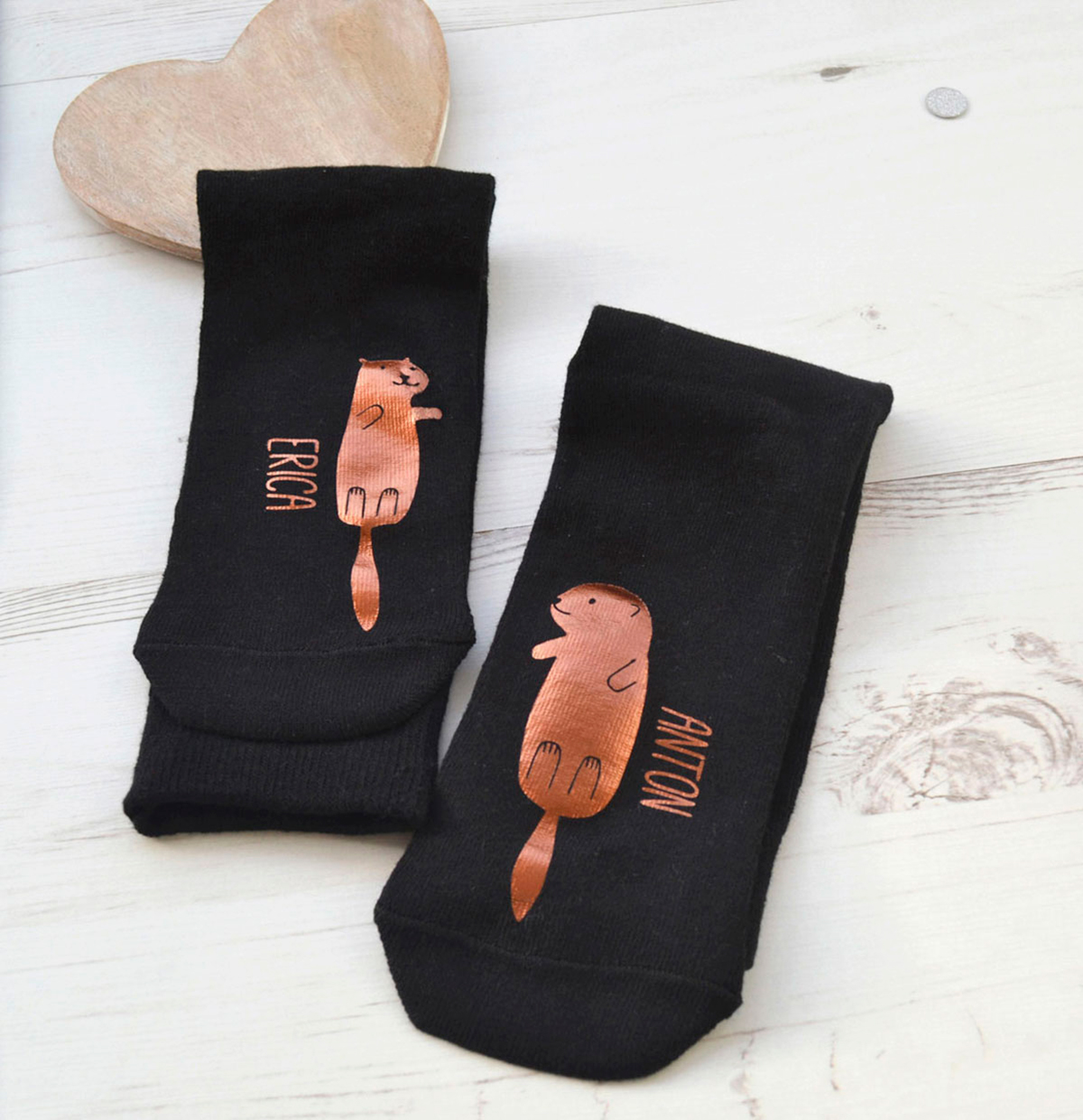Personalised Socks - Otters Floating Together