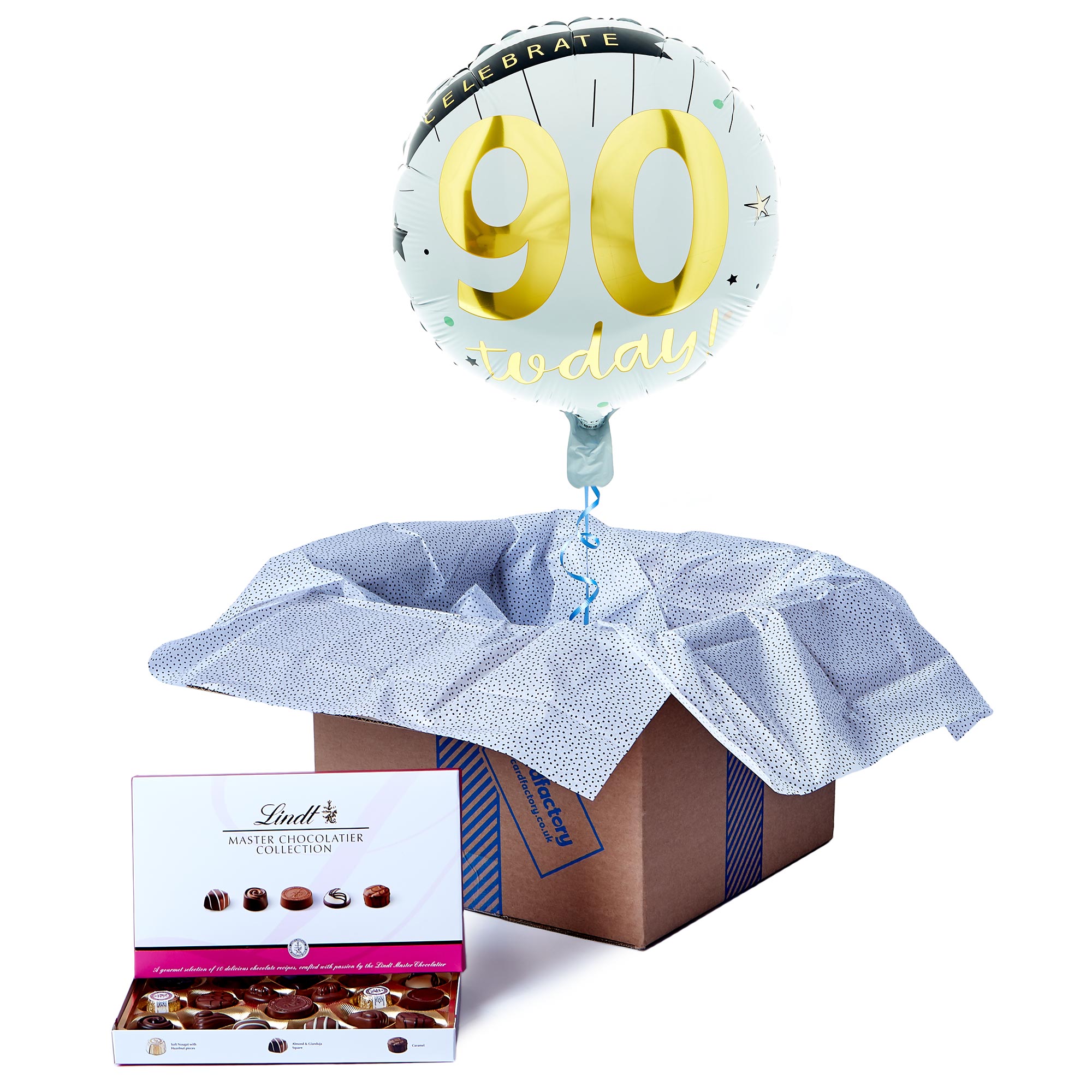 90 Today Birthday Balloon & Lindt Chocolate Box - FREE GIFT CARD!