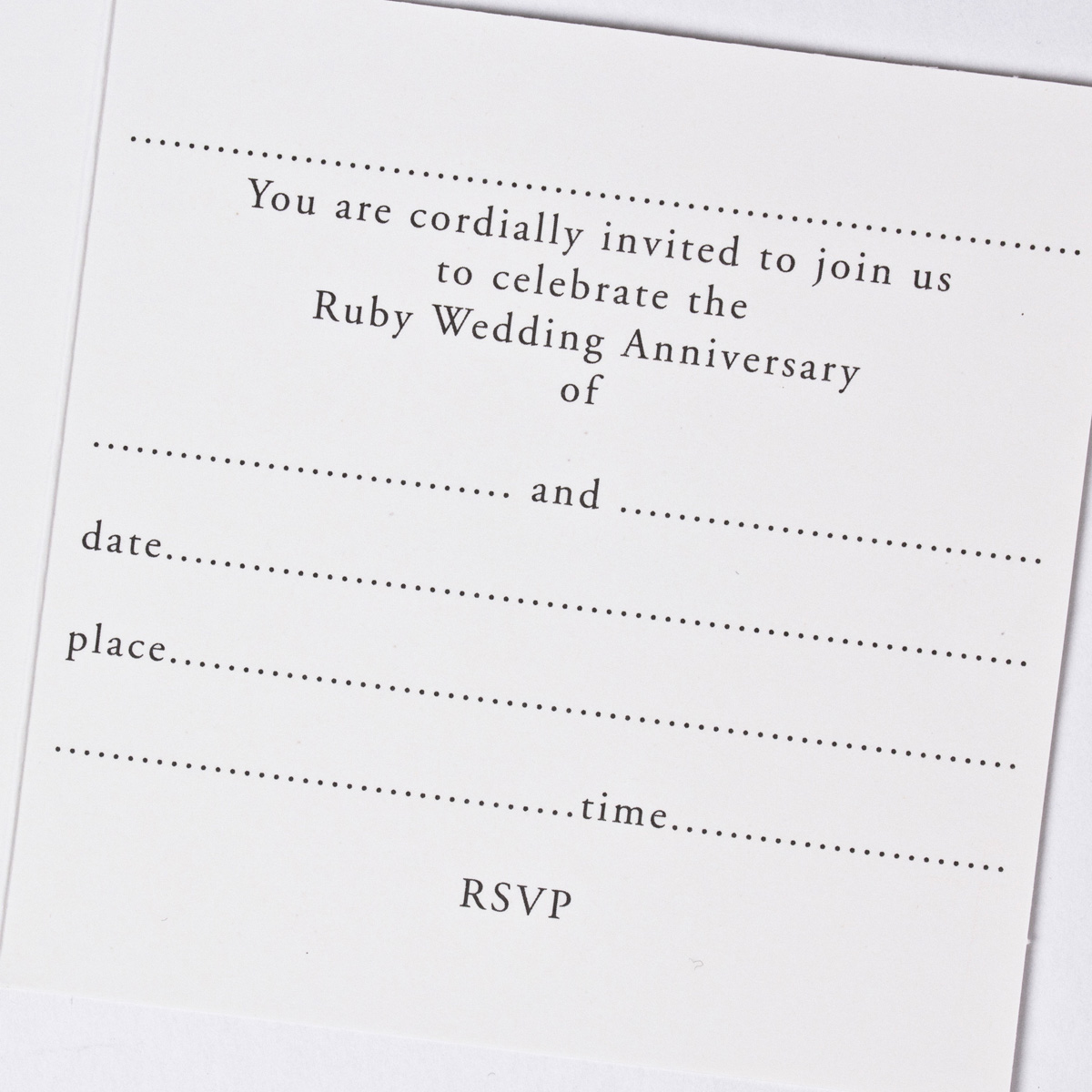 40th Ruby Anniversary Invitation Cards - Pack Of 10