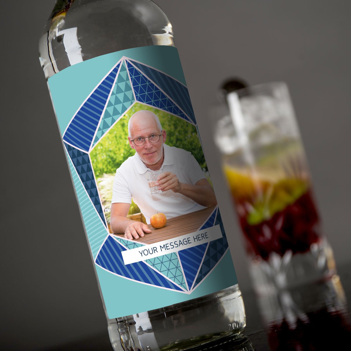 Personalised Vodka - Geometric Photo and Message