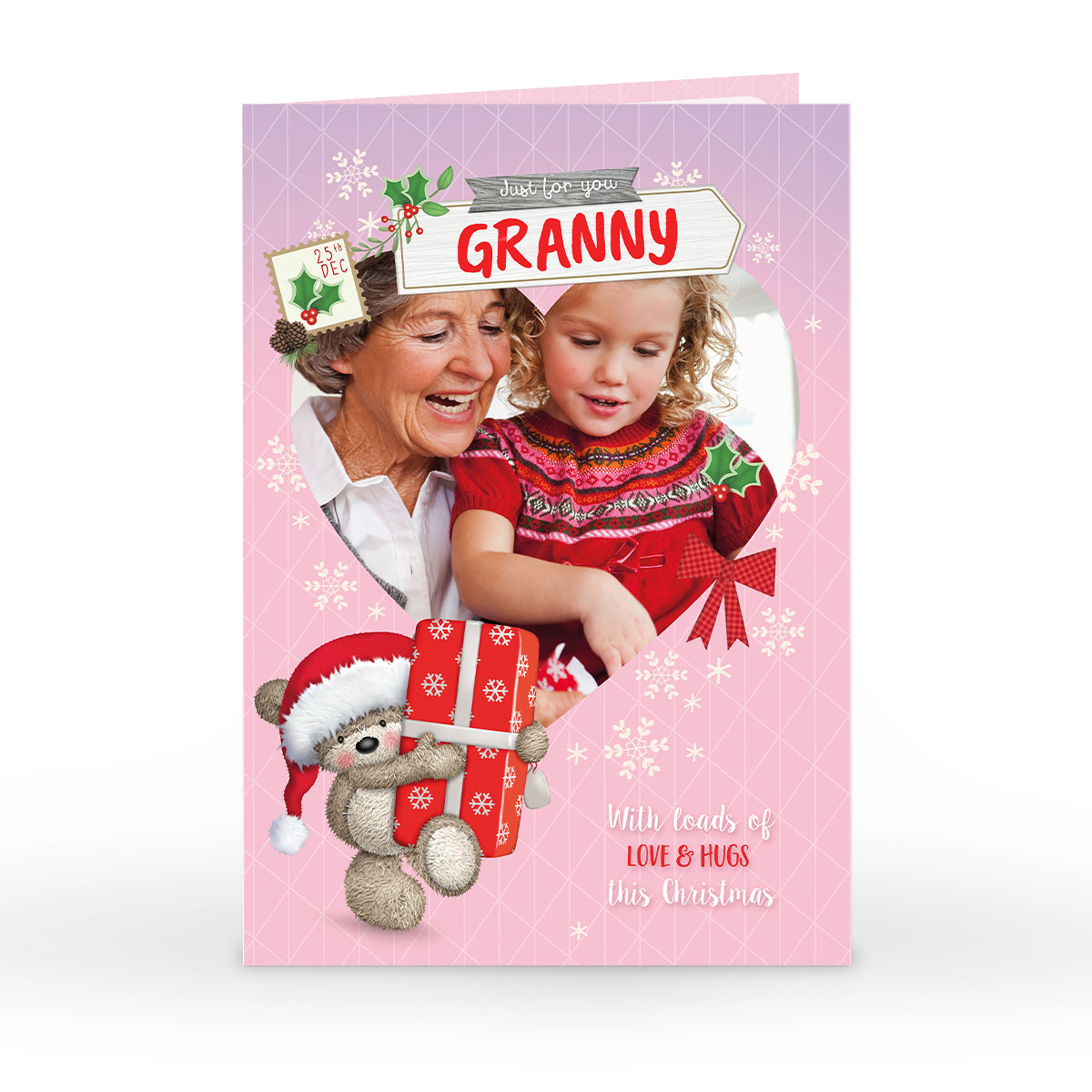 Photo Christmas Card - Hugs Bear Loads Of Love, Granny
