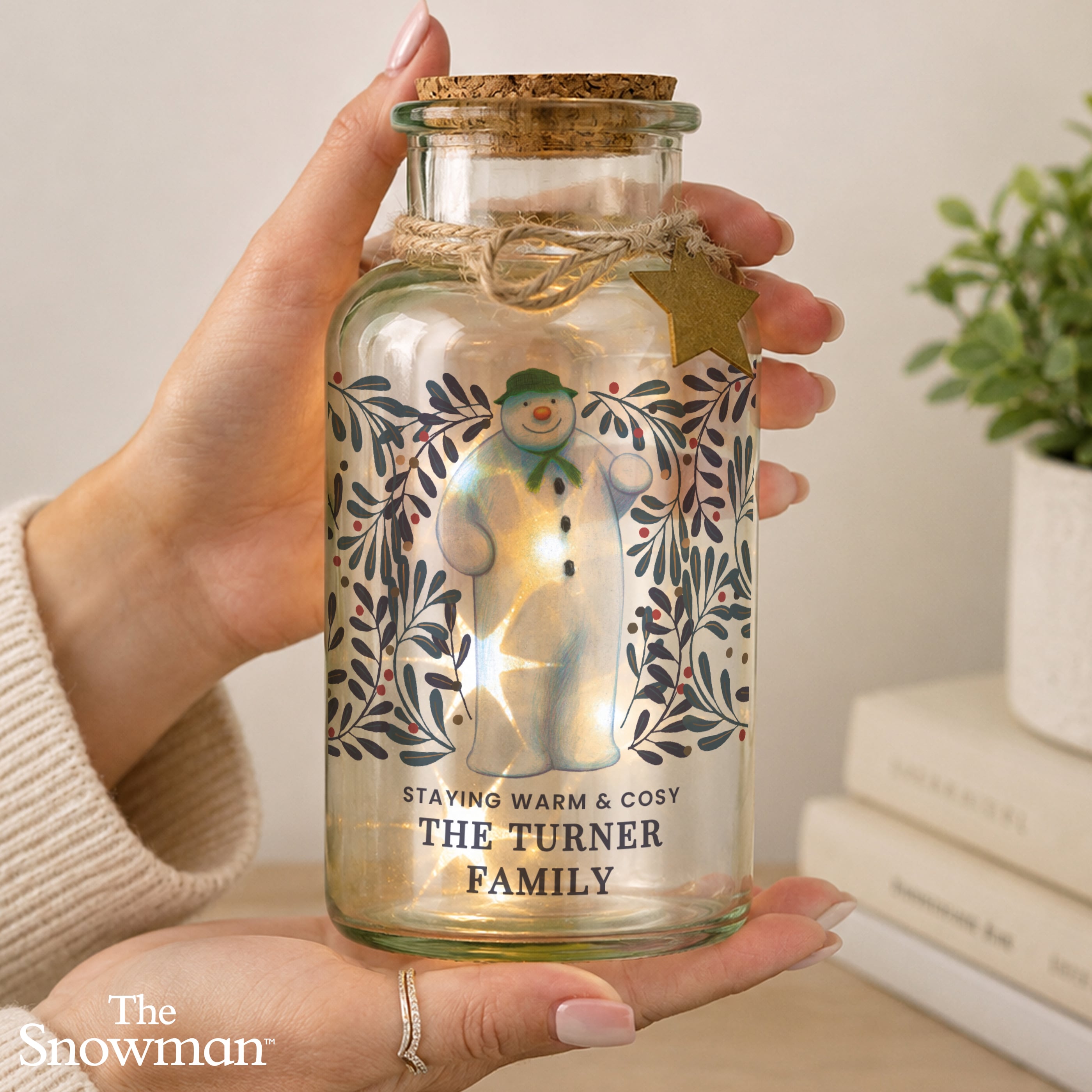 Personalised The Snowman Countdown to Christmas LED Jar