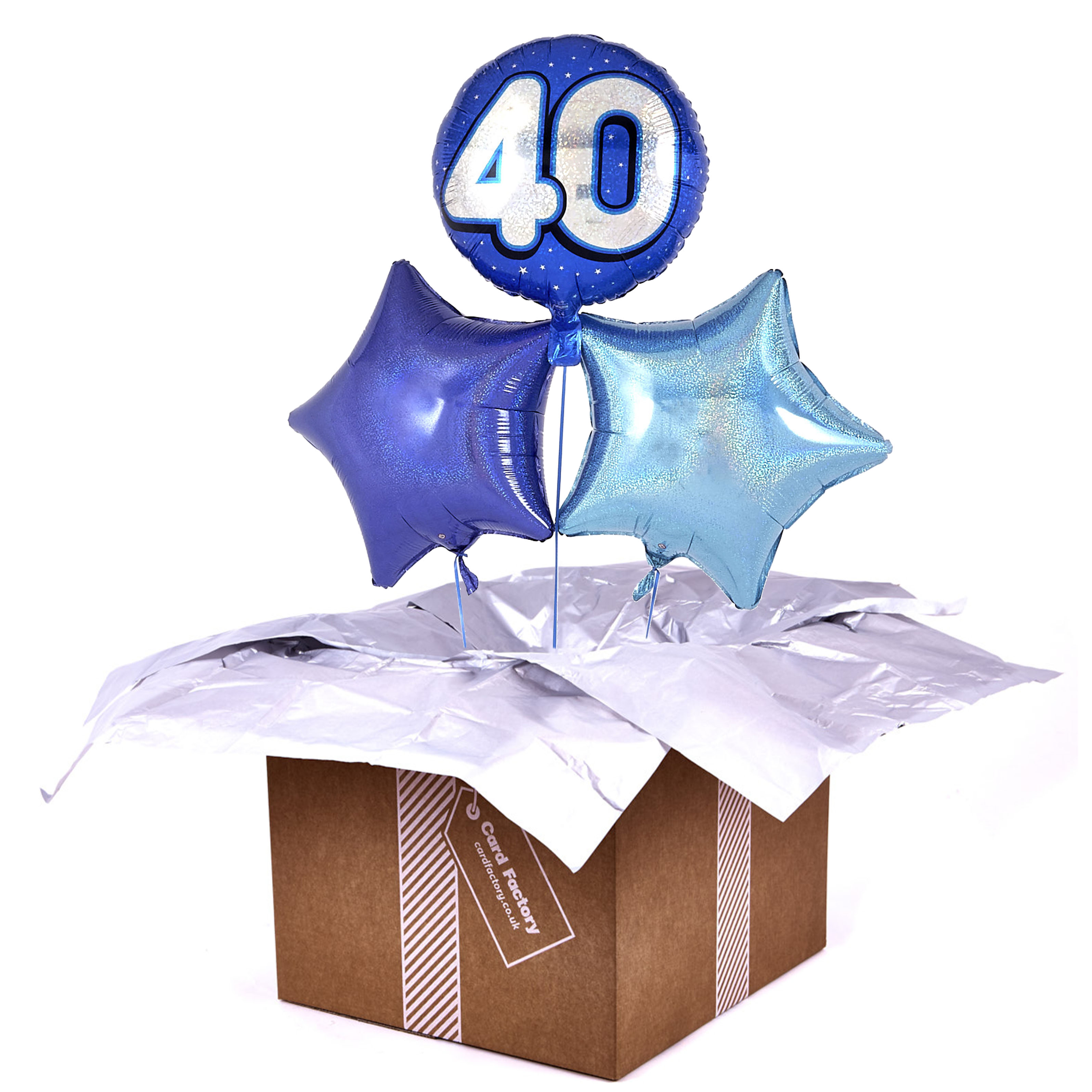 Blue 40th Birthday Balloon Bouquet - DELIVERED INFLATED!