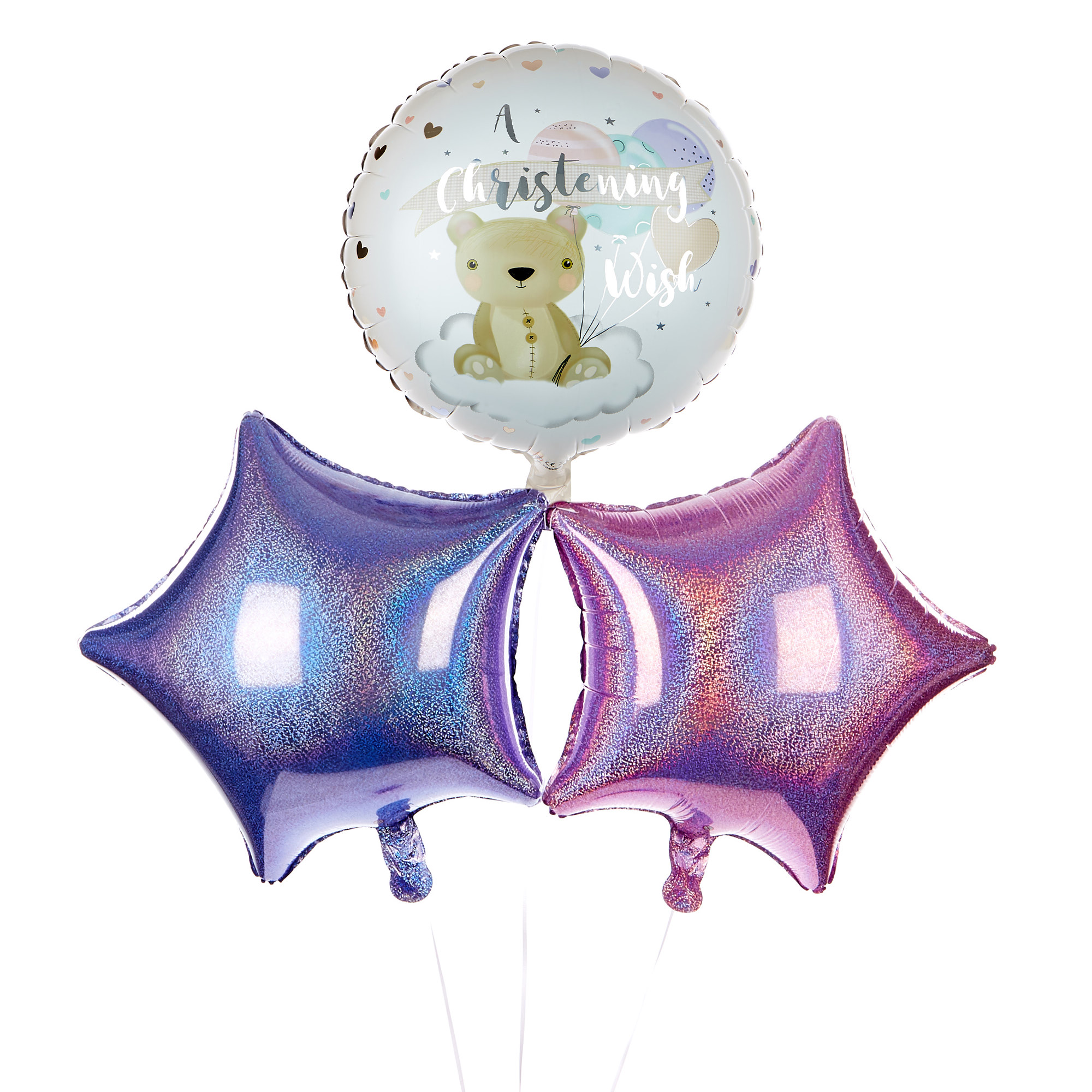 Buy Pink Christening Wish Balloon Bouquet DELIVERED INFLATED! for GBP